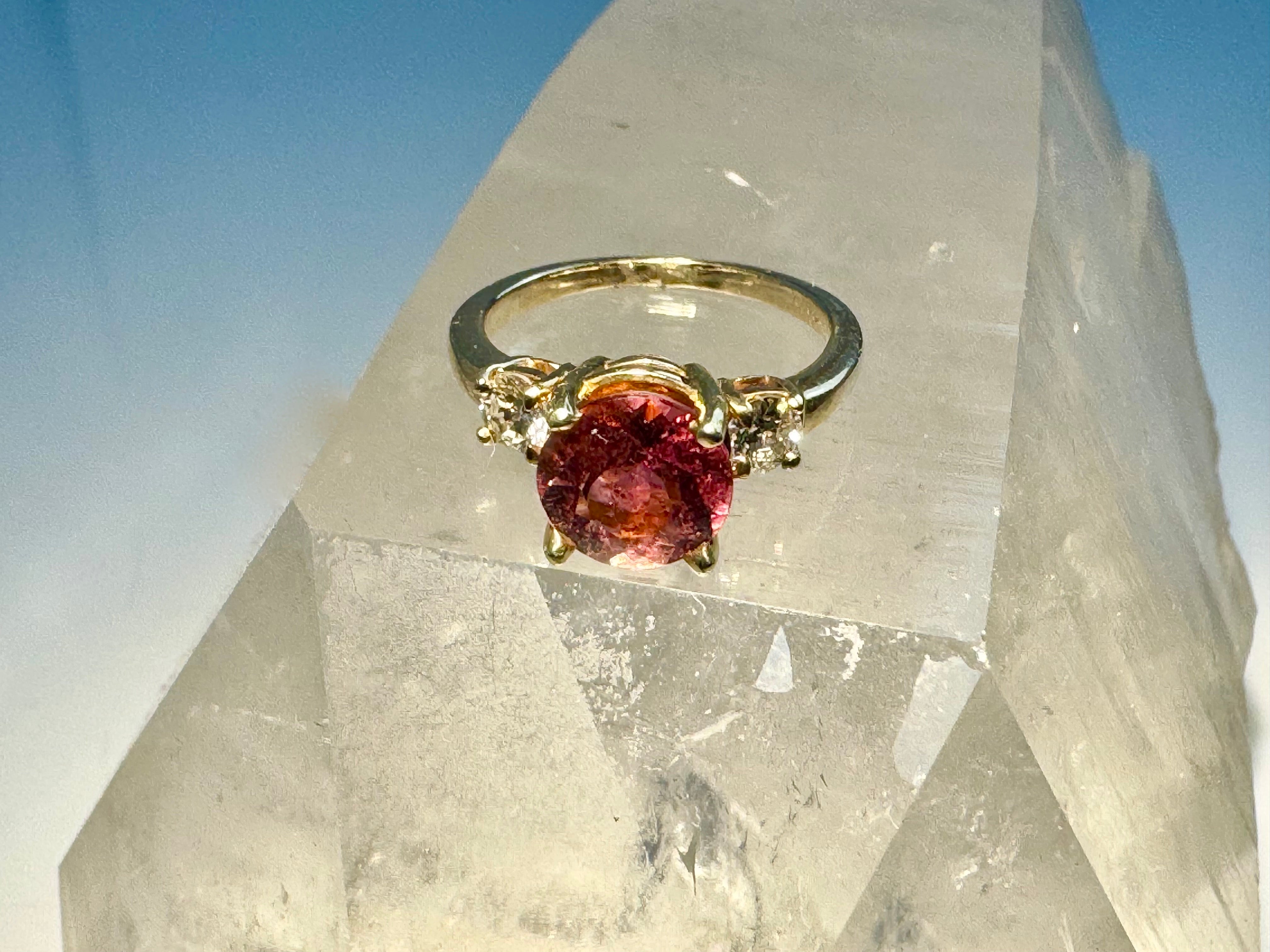 Pink Tourmaline & Diamond Ring
