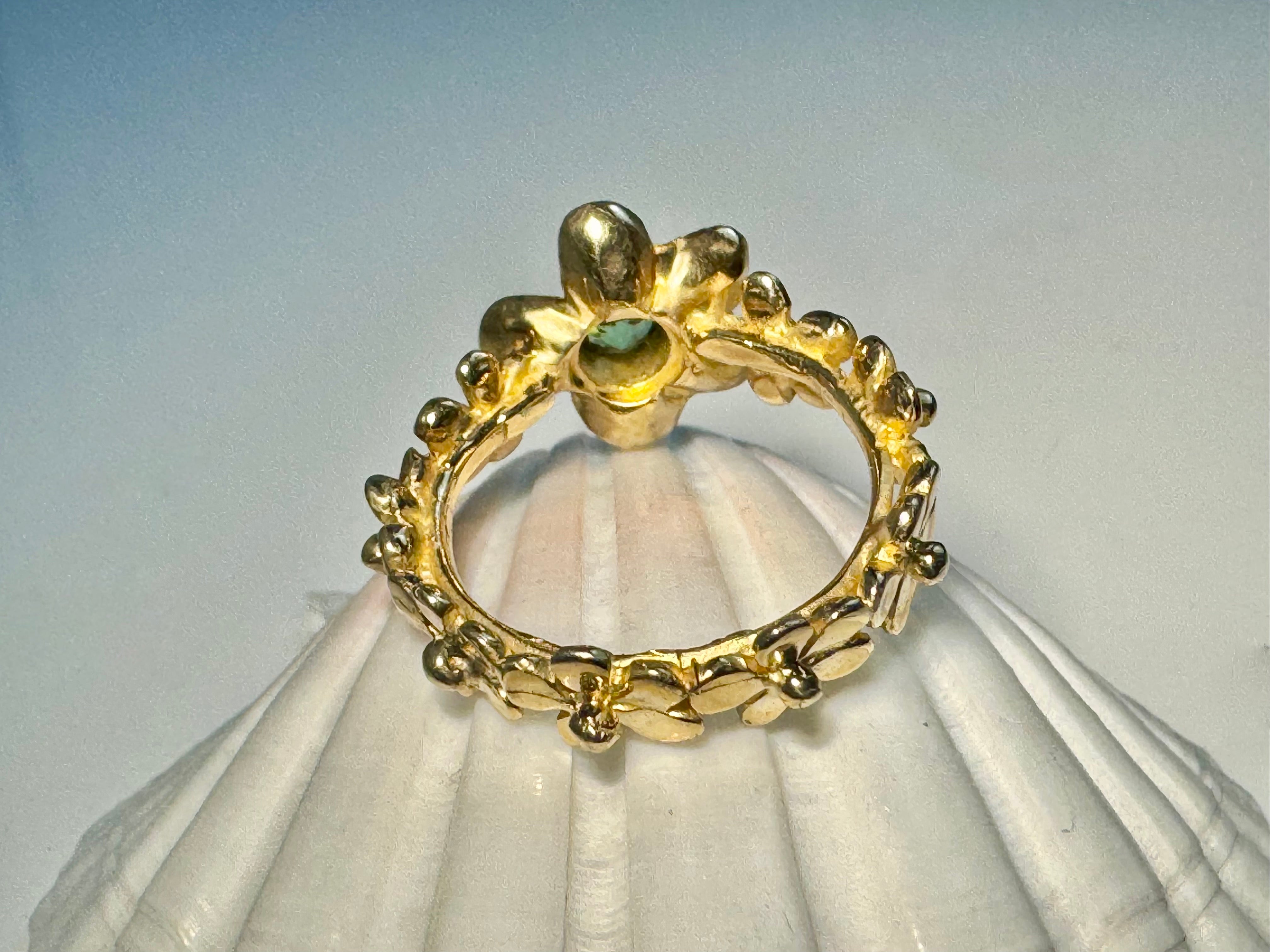 Green Tourmaline 14k Flower Ring
