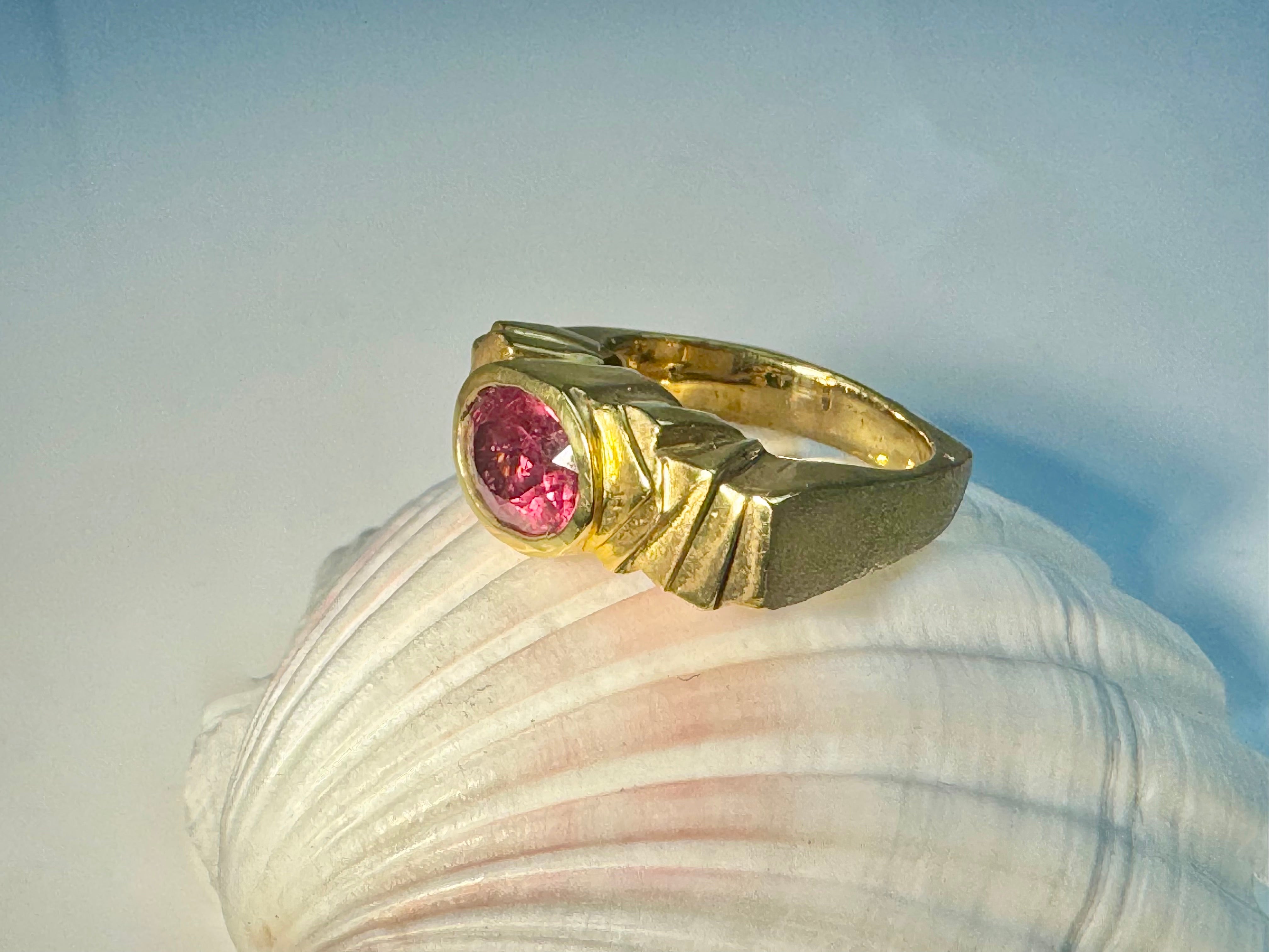 Pink Tourmaline 18k Step Ring