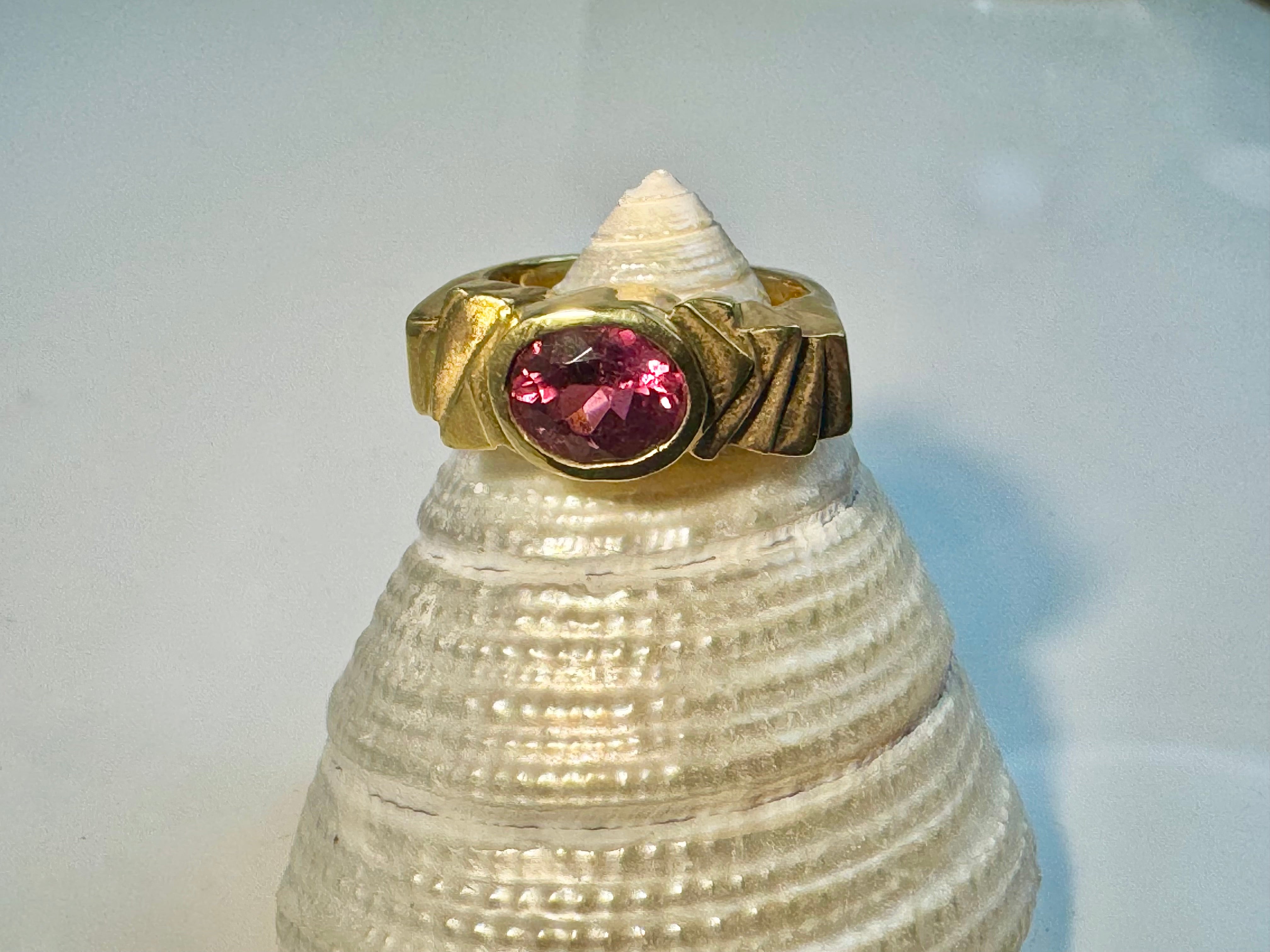 Pink Tourmaline 18k Step Ring