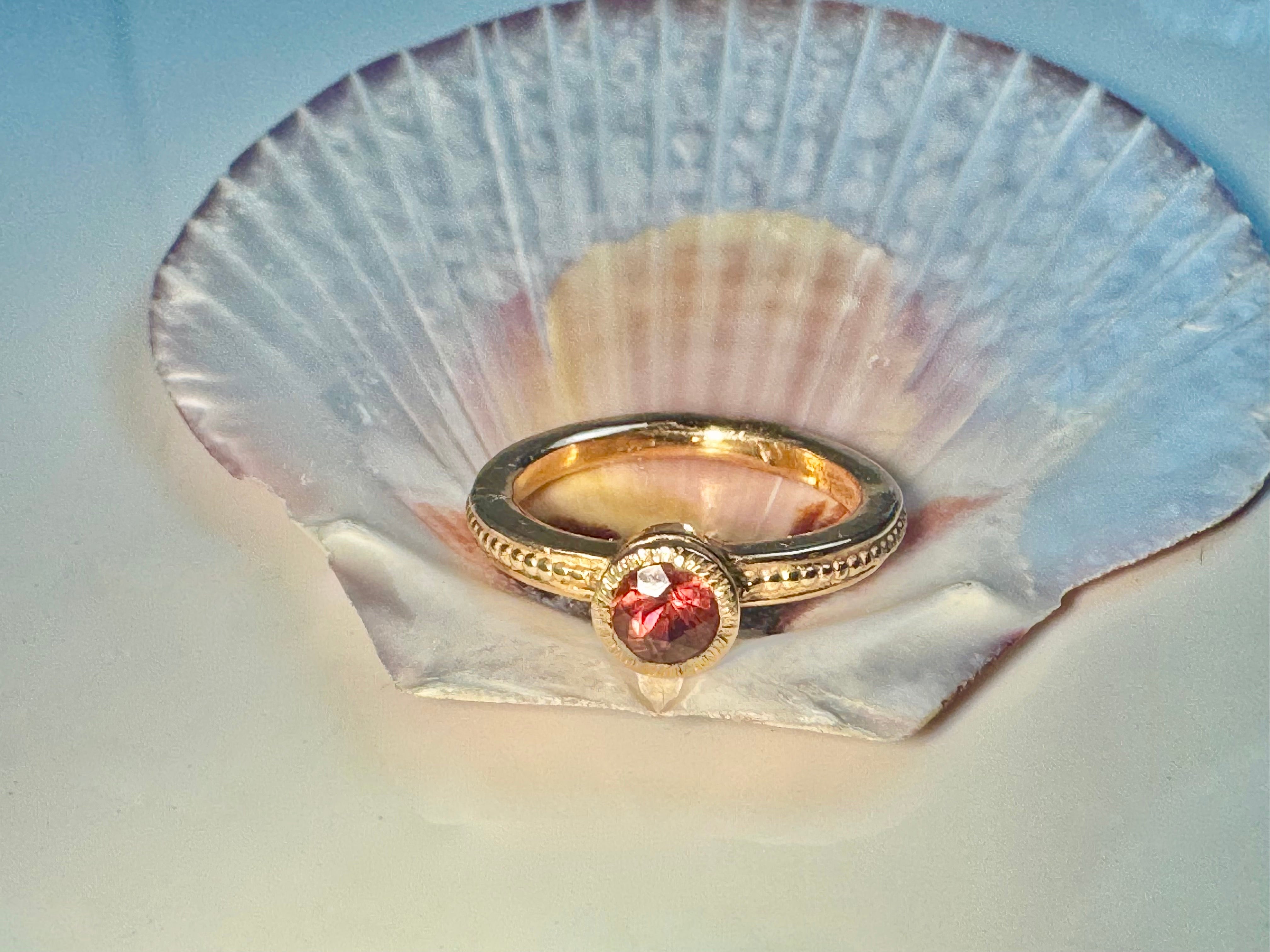 Pink Tourmaline Beaded Band 14k Rose Gold Ring