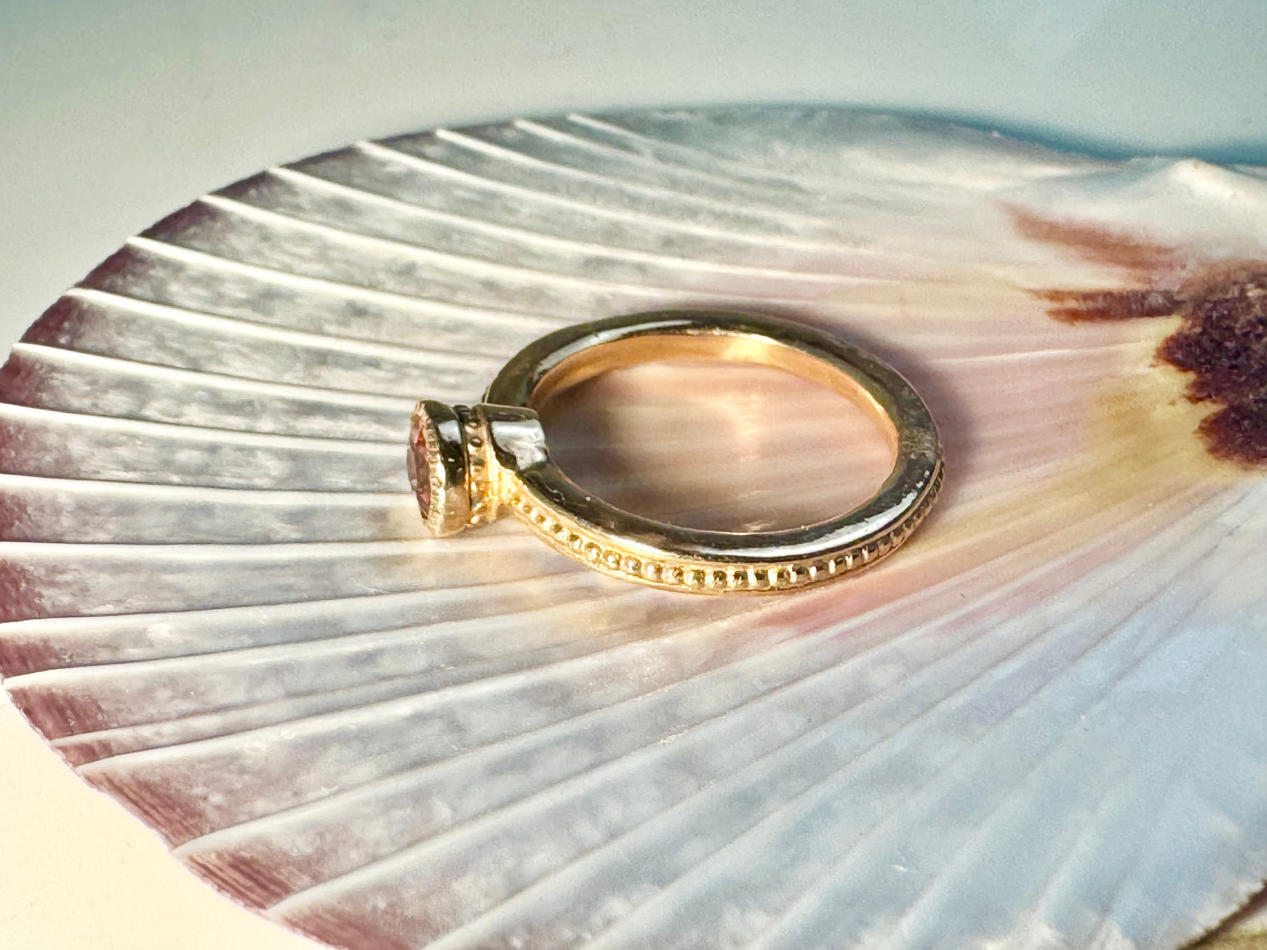 Pink Tourmaline Beaded Band 14k Rose Gold Ring