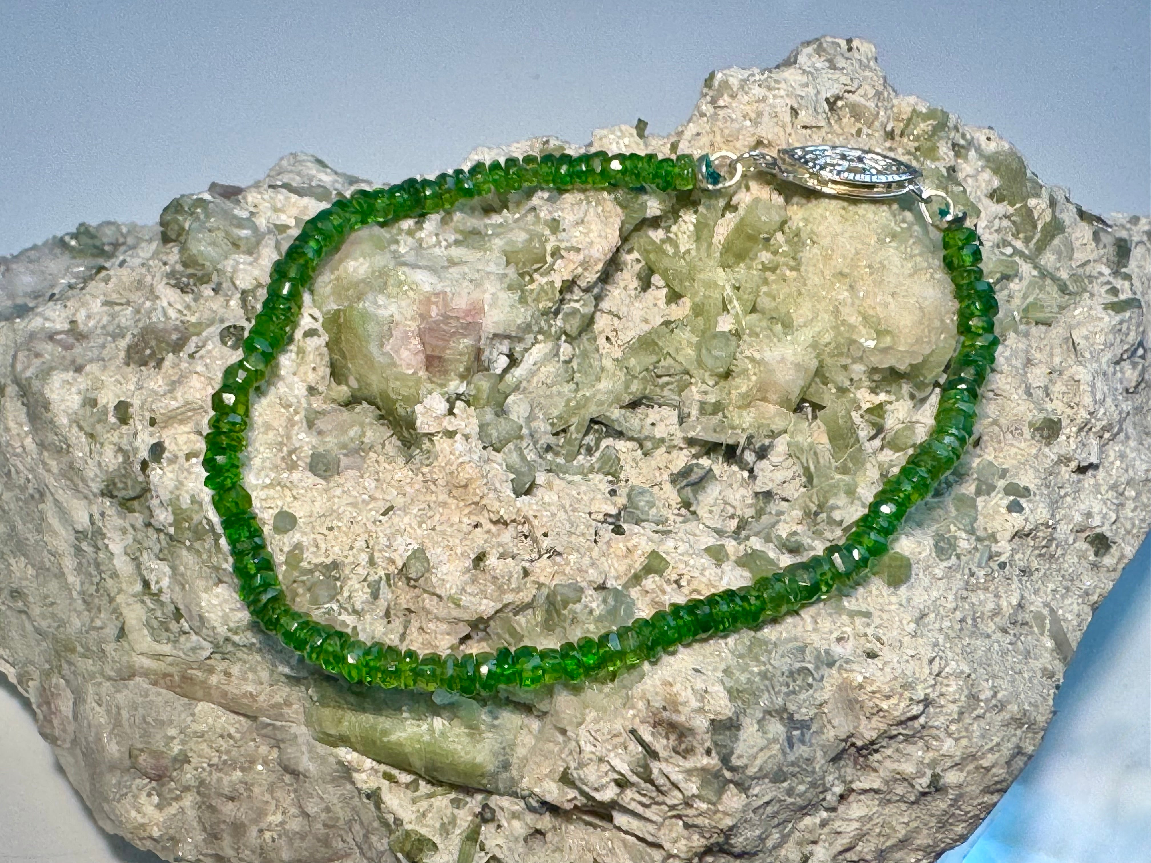 Green Tourmaline Faceted Sterling Bracelet