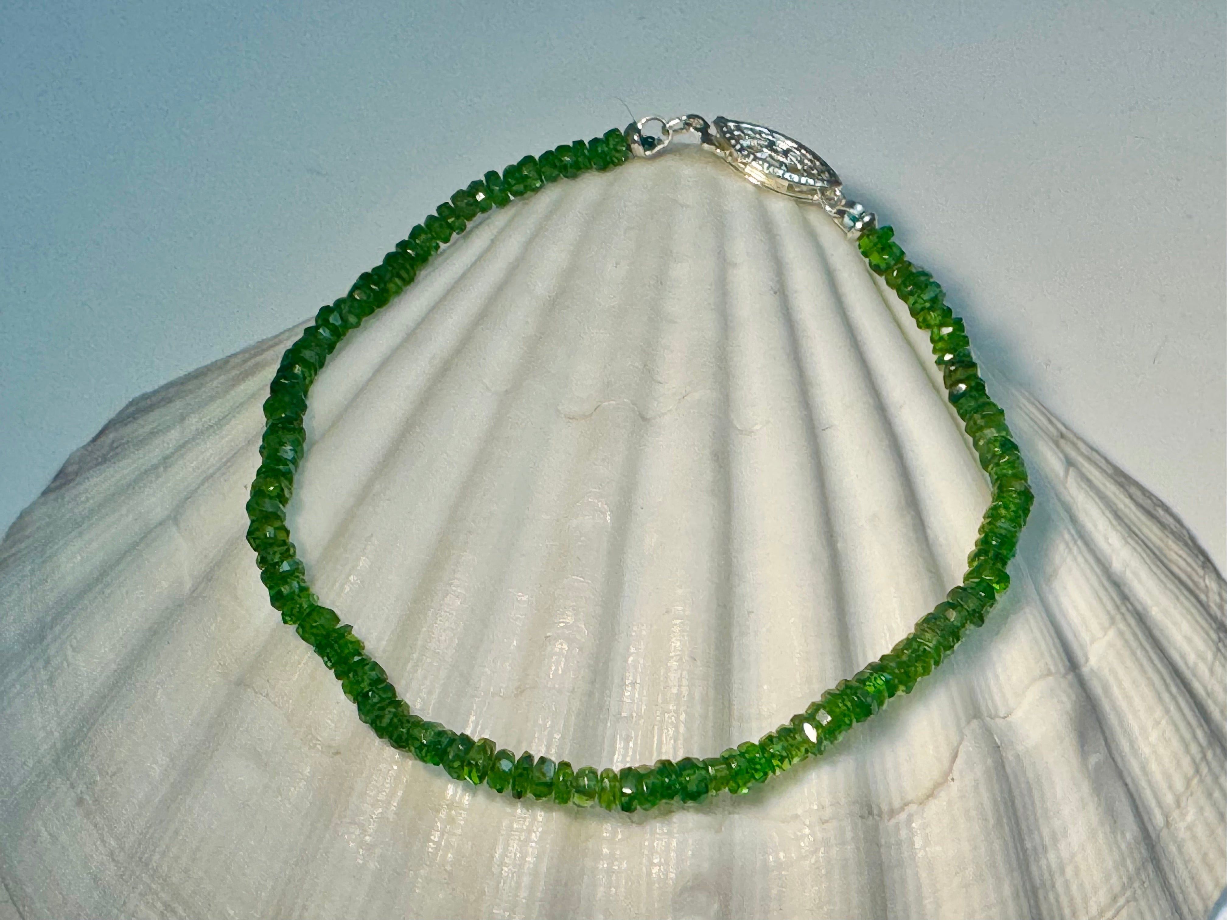 Green Tourmaline Faceted Sterling Bracelet