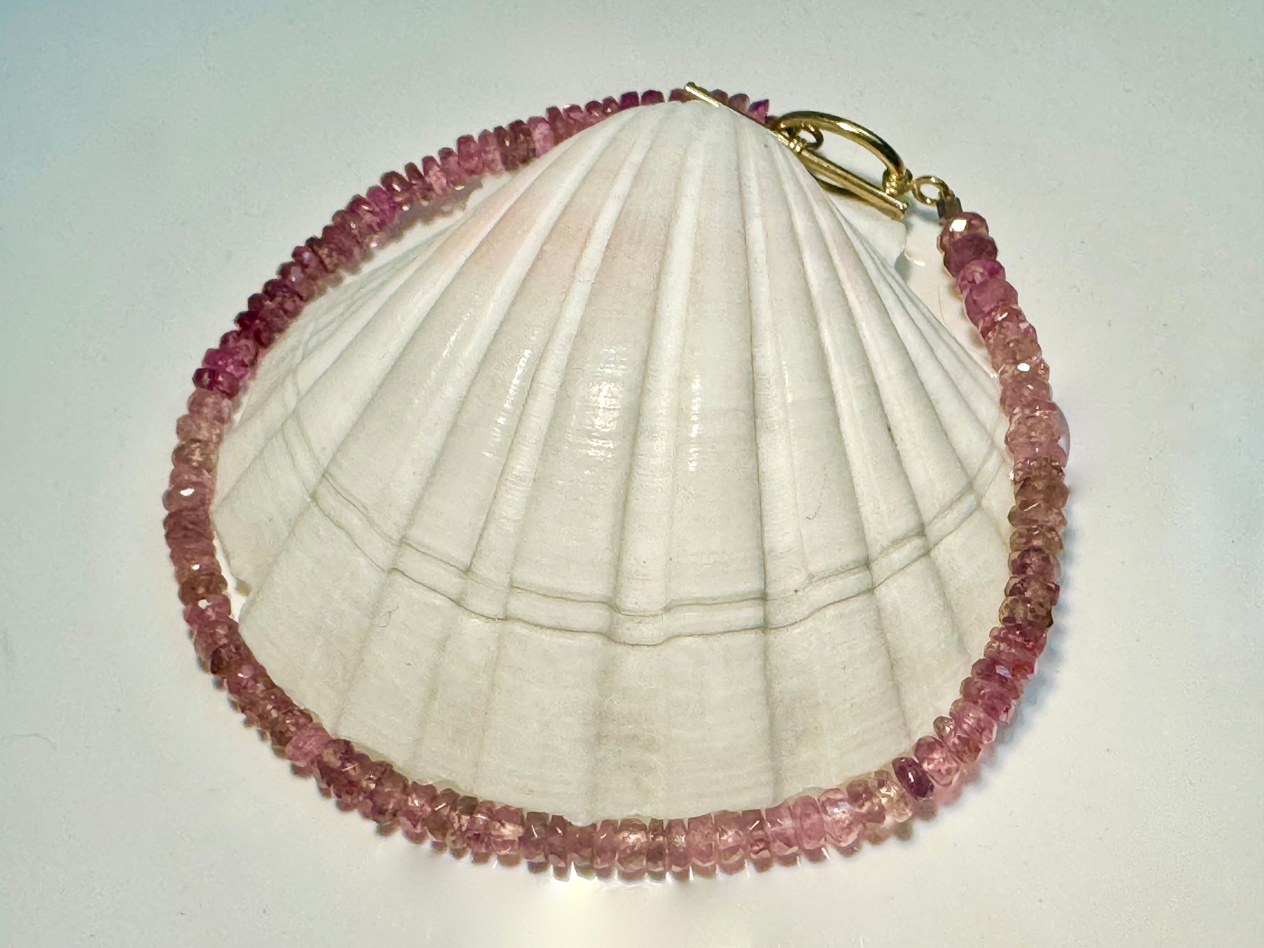 Pink Tourmaline Faceted 14k Bracelet