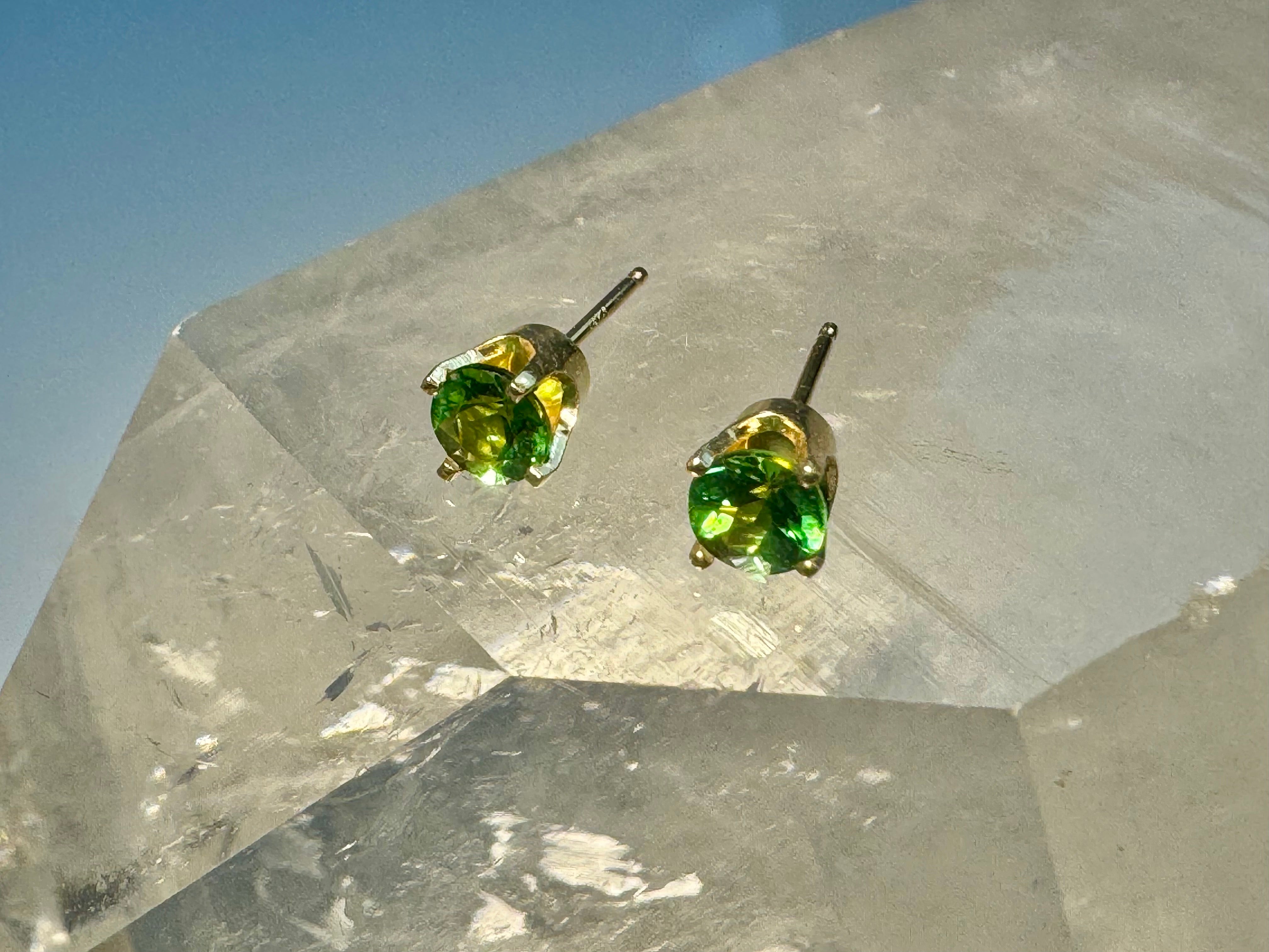 Green Tourmaline 14k Studs