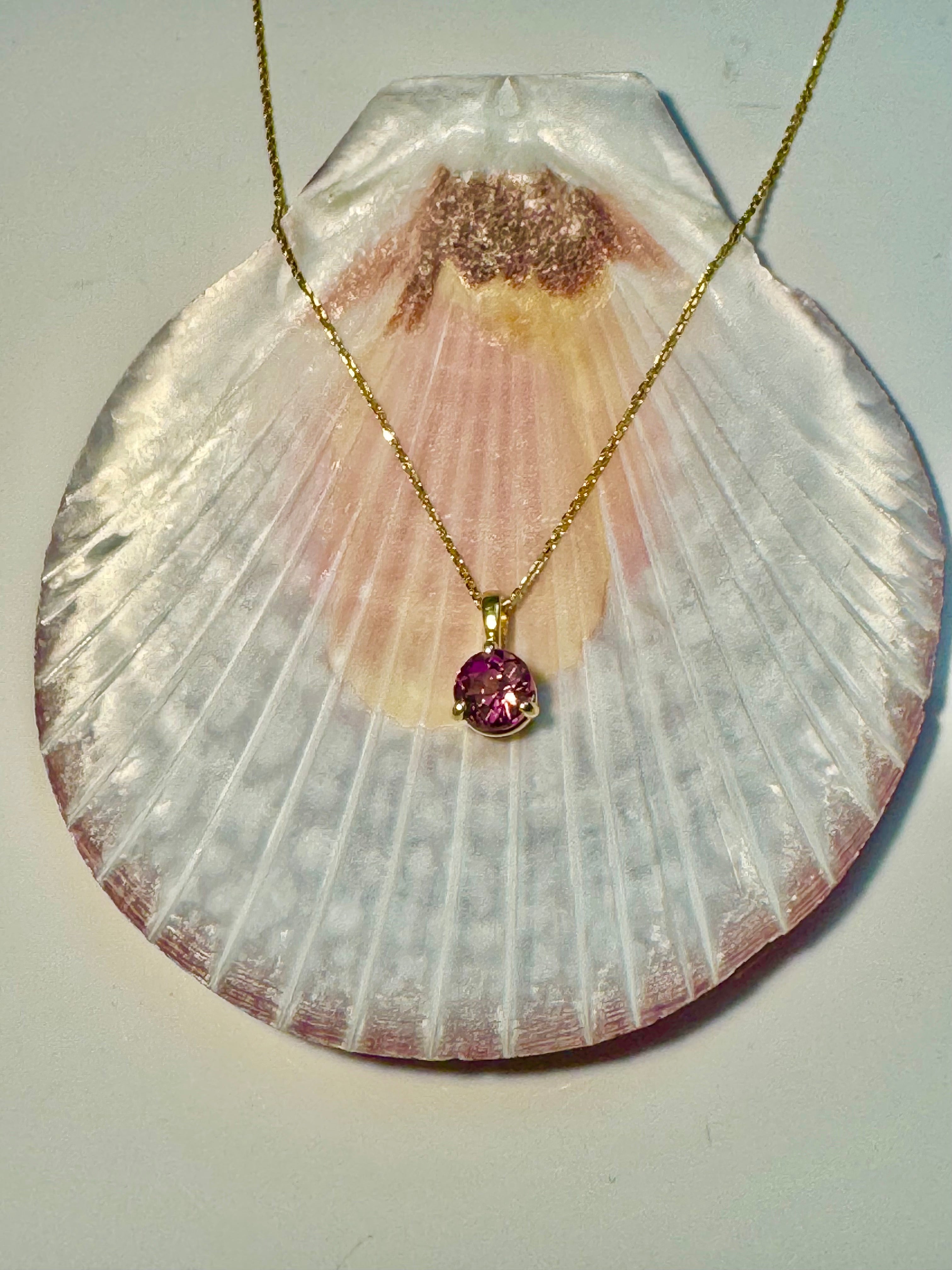 Pink Tourmaline 3 Prong 14k Pendant