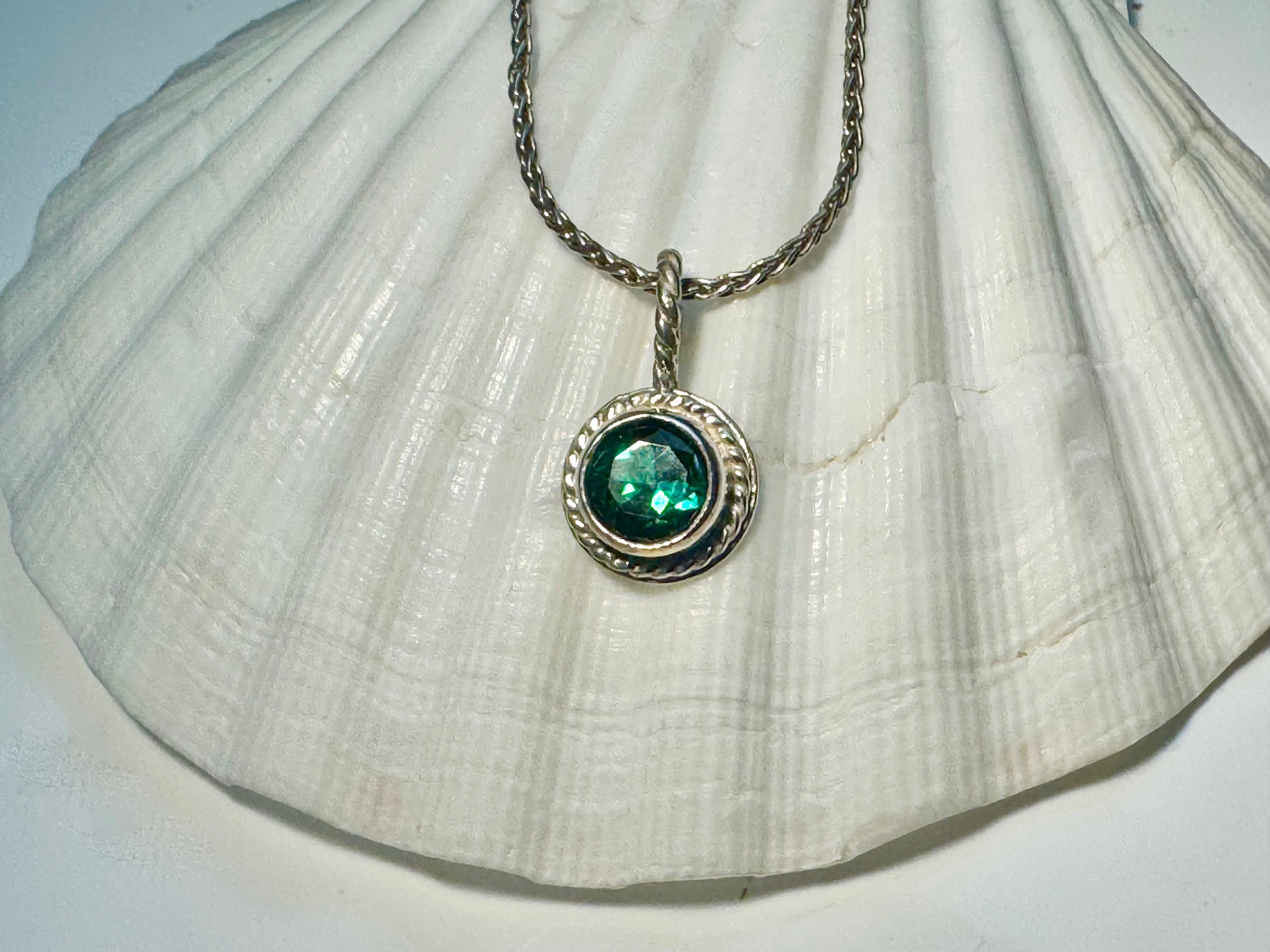 Indicolite Tourmaline Rope Edge Pendant