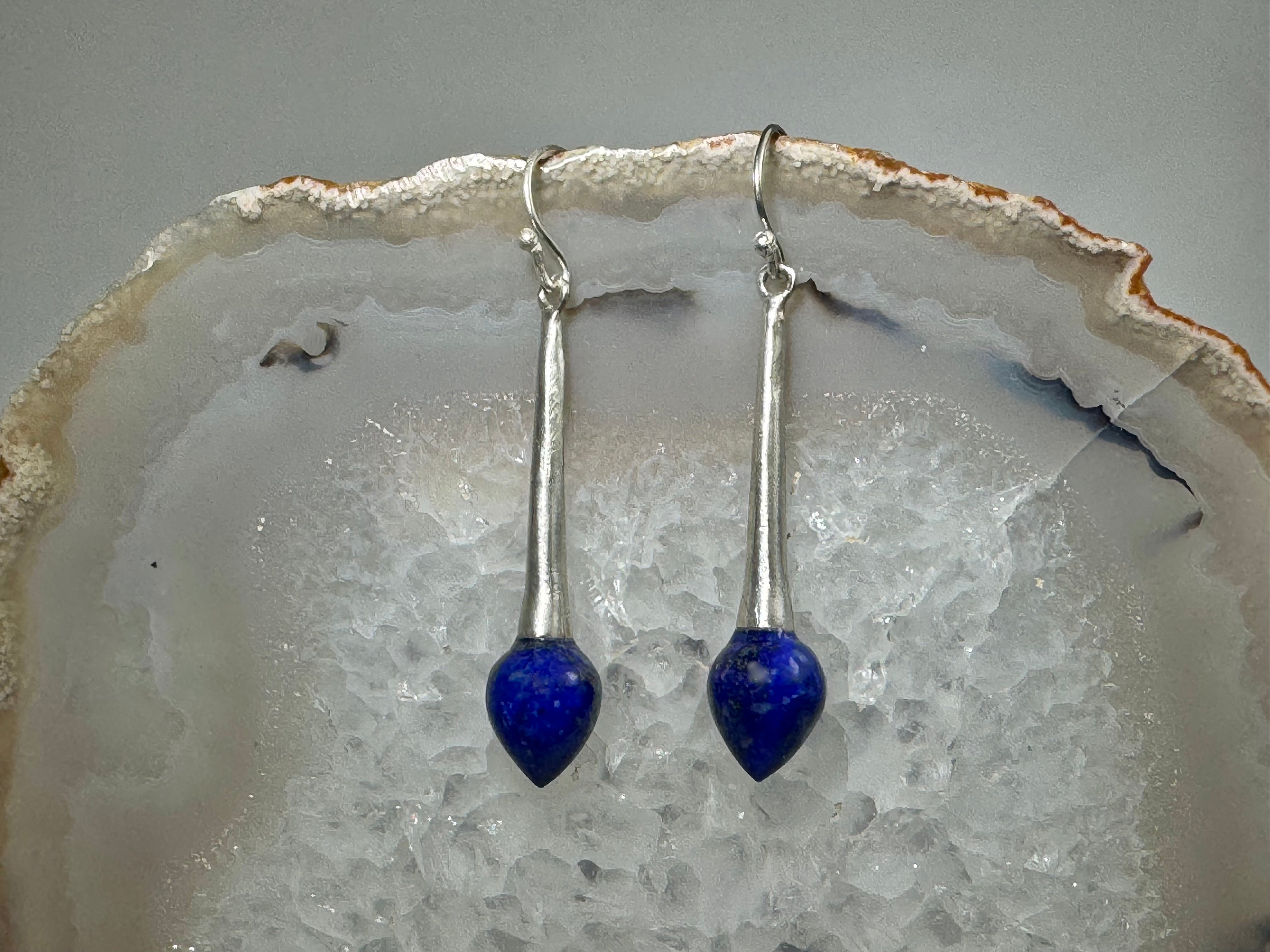 Lapis Lazuli Tapered Sterling Drops