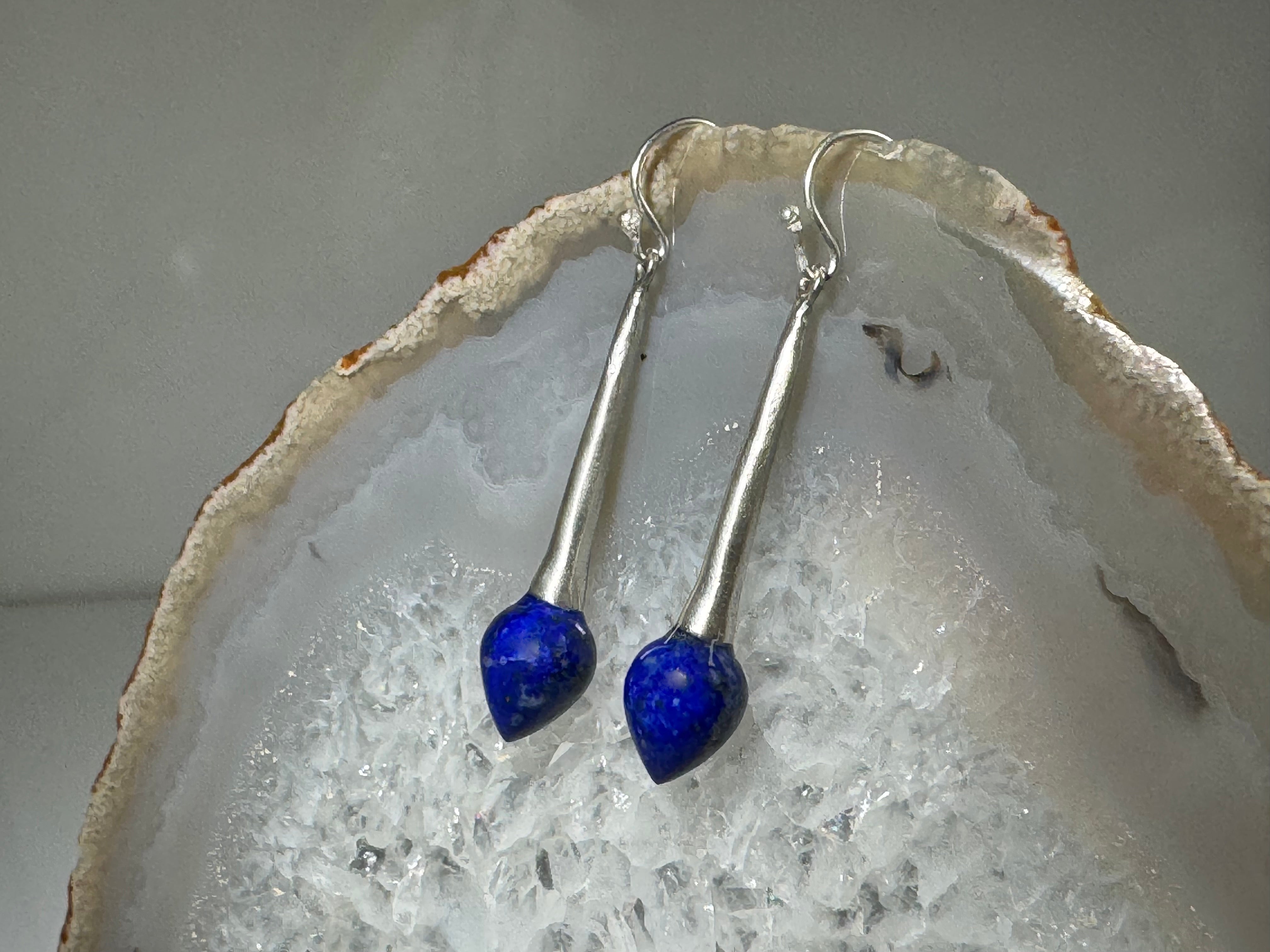 Lapis Lazuli Tapered Sterling Drops