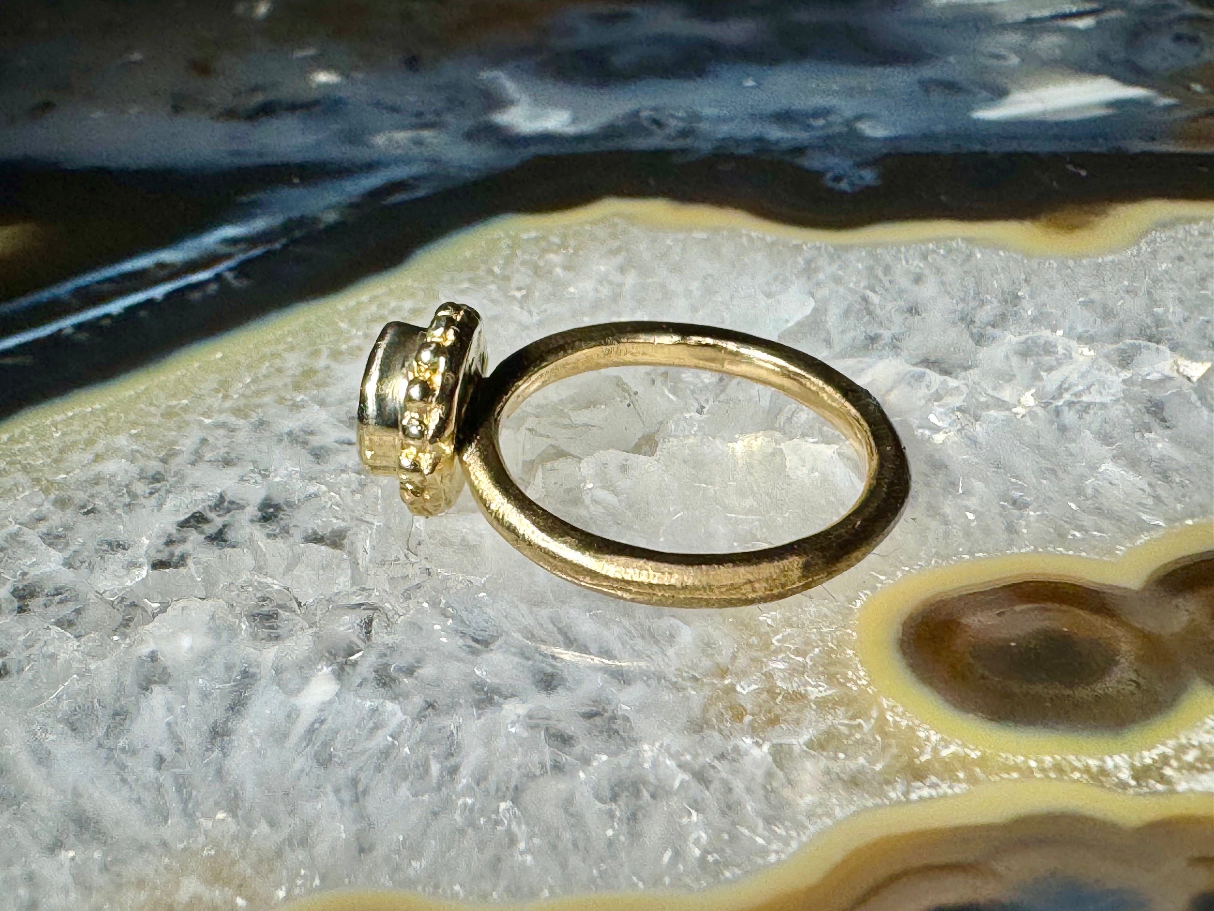 Sapphire Beaded Bezel 14k Ring
