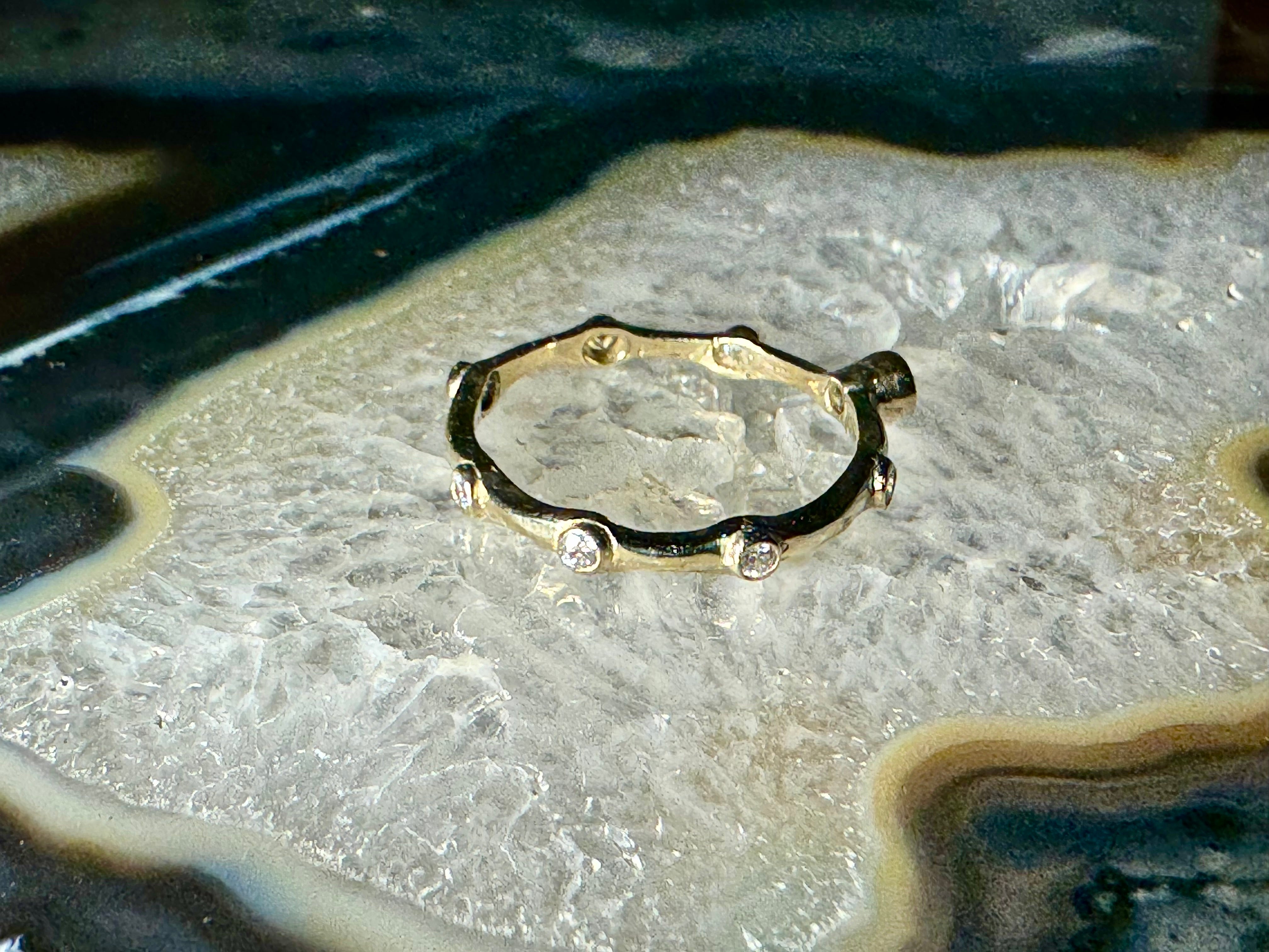 Sapphire & Diamond Bamboo 14k Ring