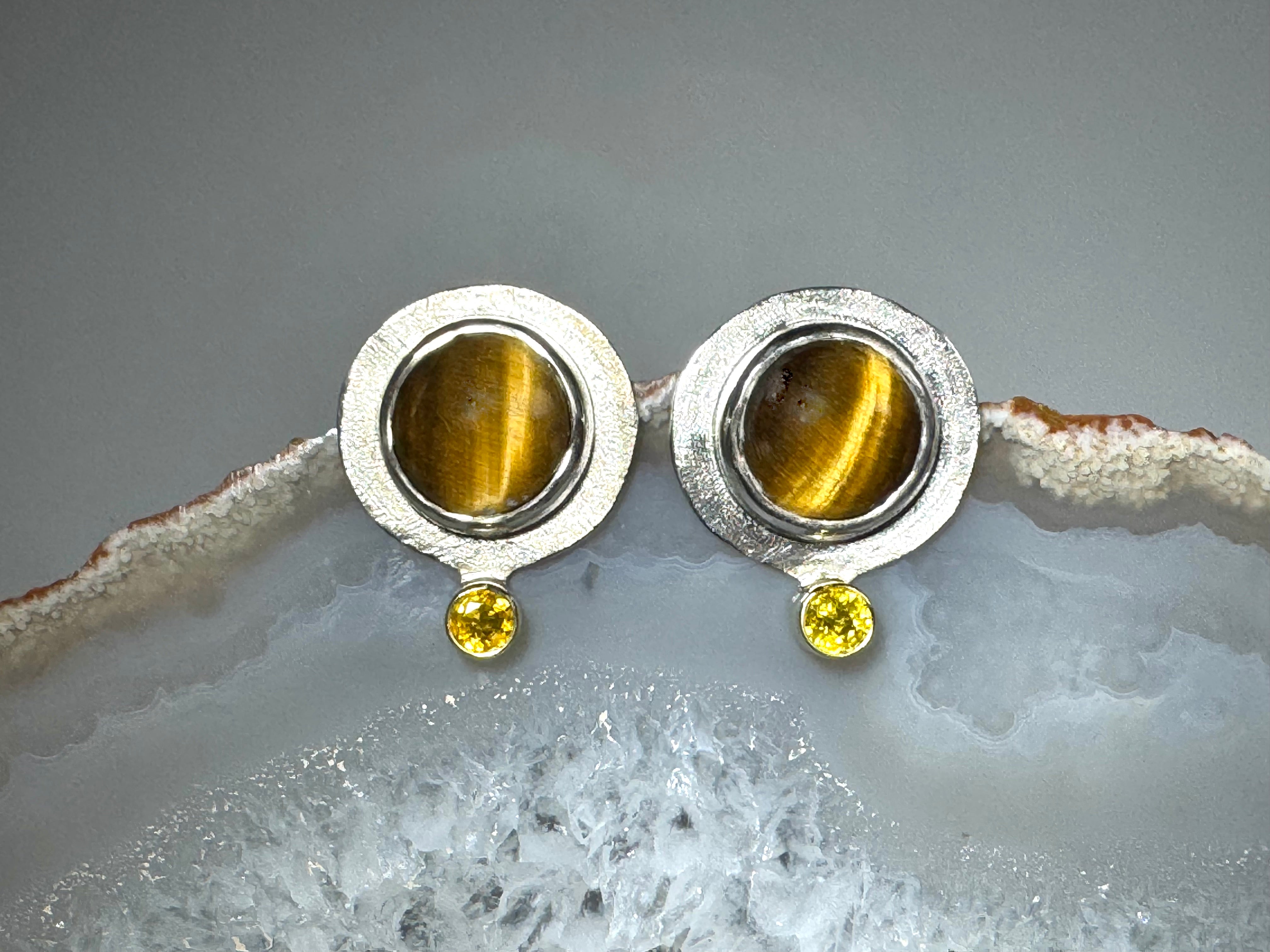 Tiger Eye & Sapphire Studs