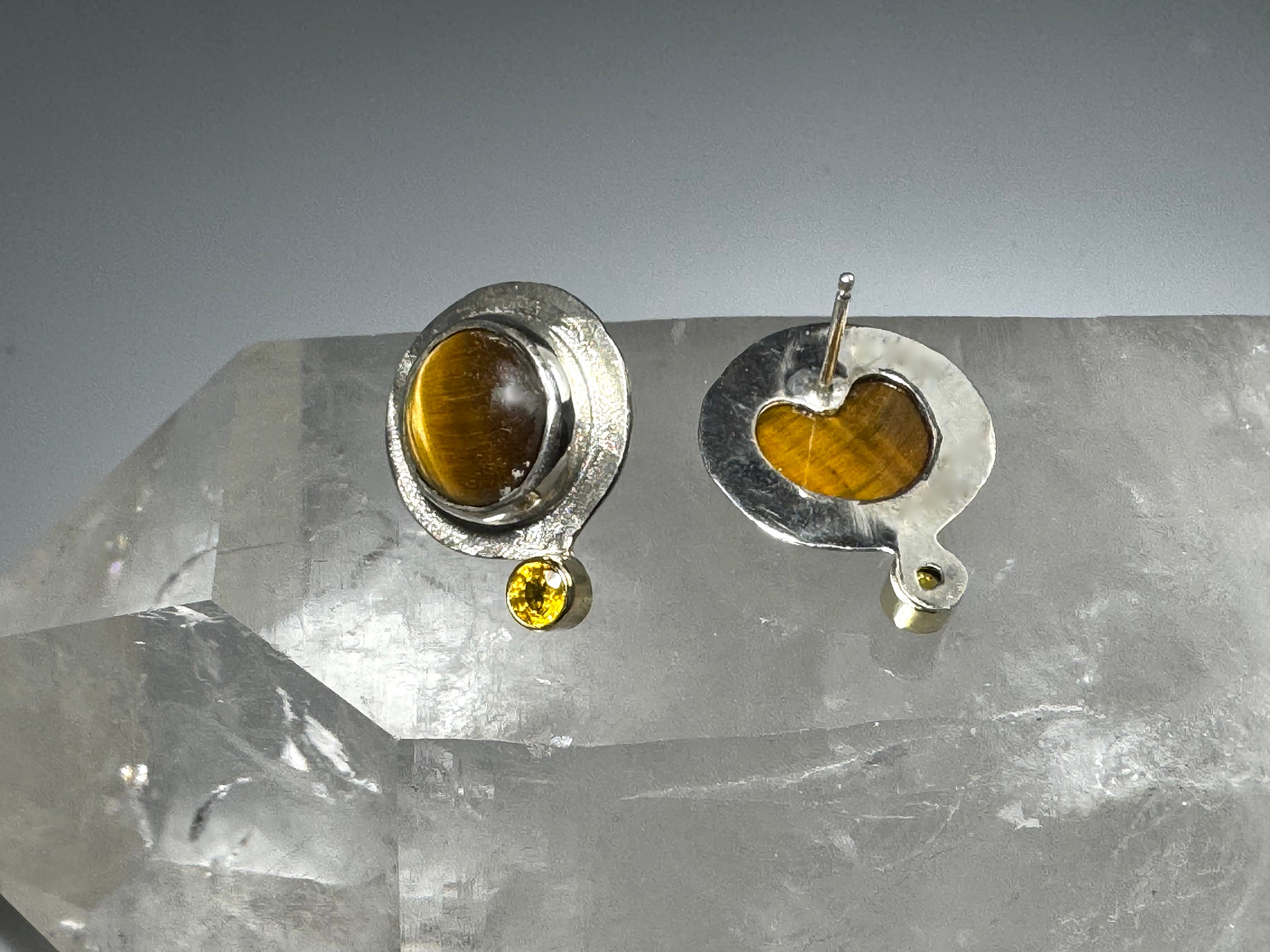 Tiger Eye & Sapphire Studs
