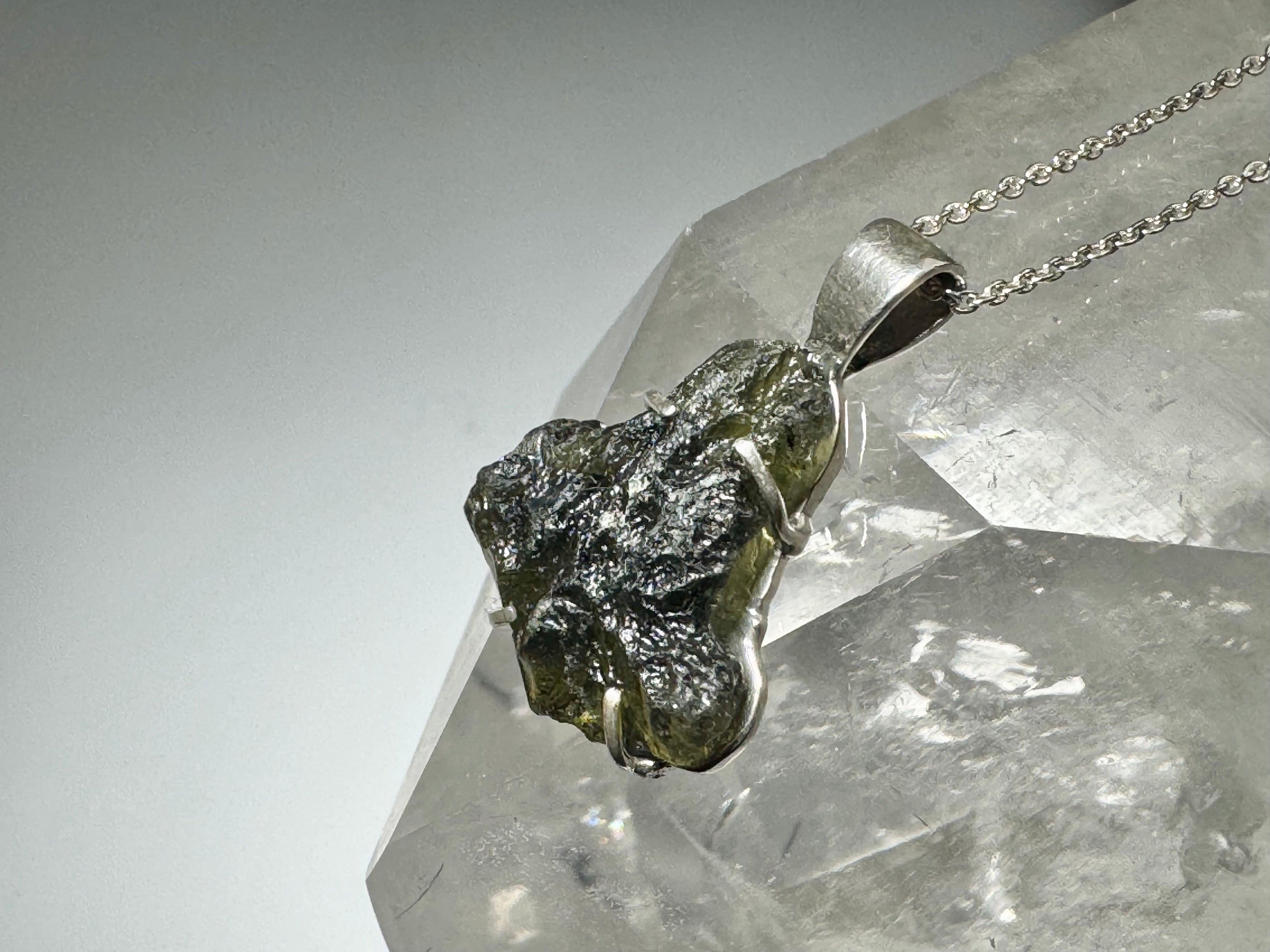 Moldavite Sterling Silver Pendant