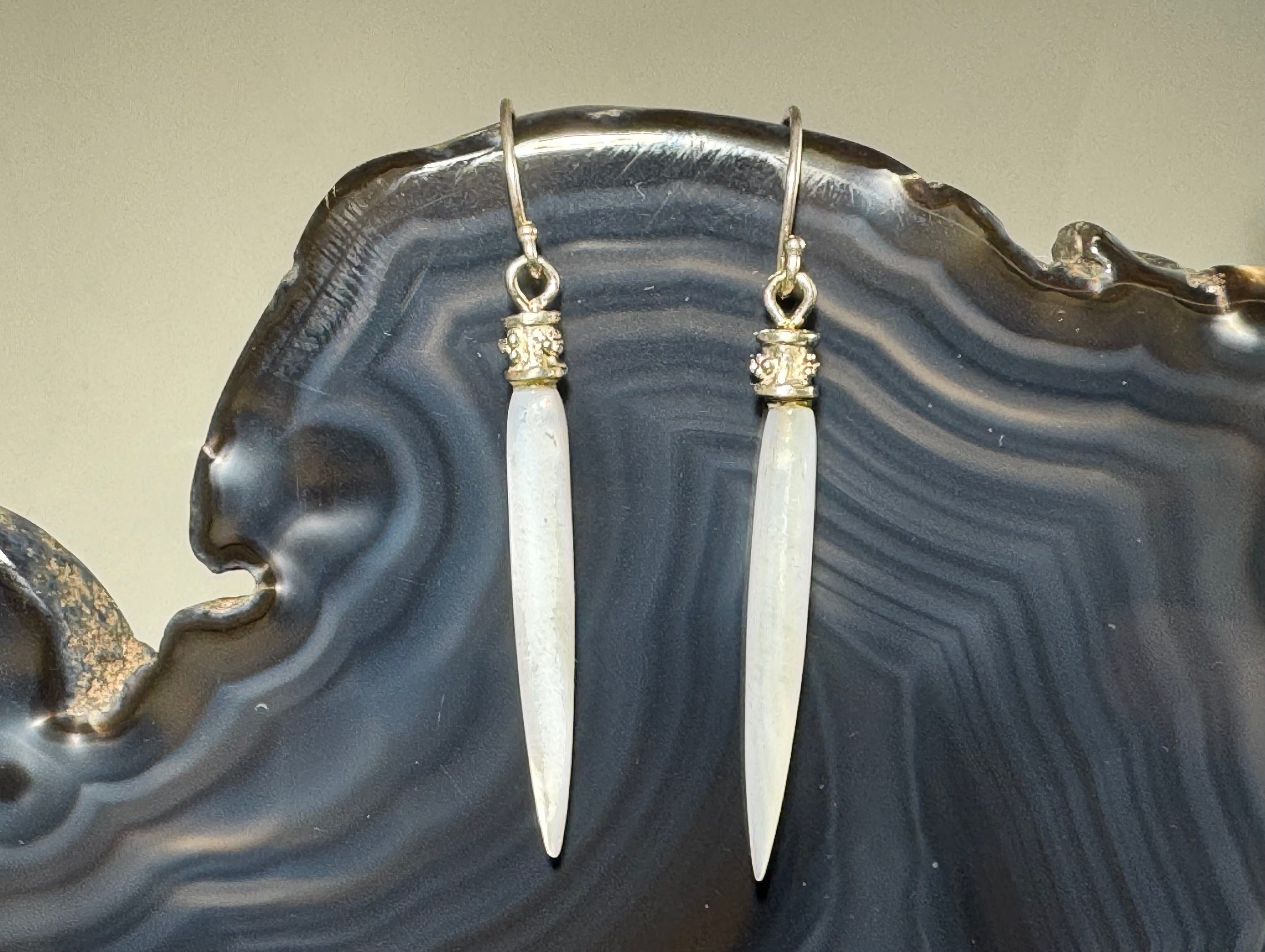 Mother of Pearl Beaded Rondel Sterling Dangles
