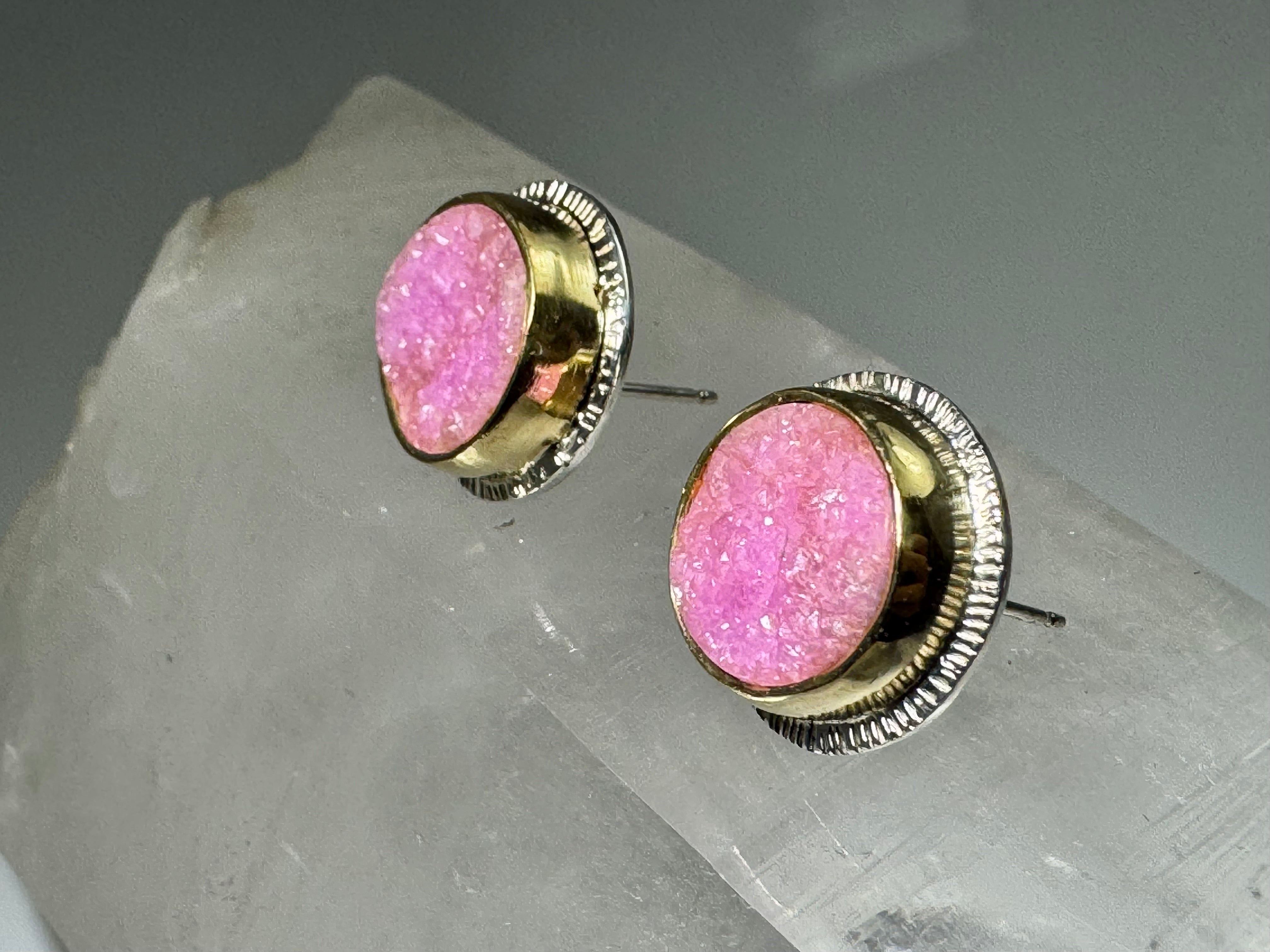 Colbalto Calcite Sterling and 22k Gold Studs STONE MM