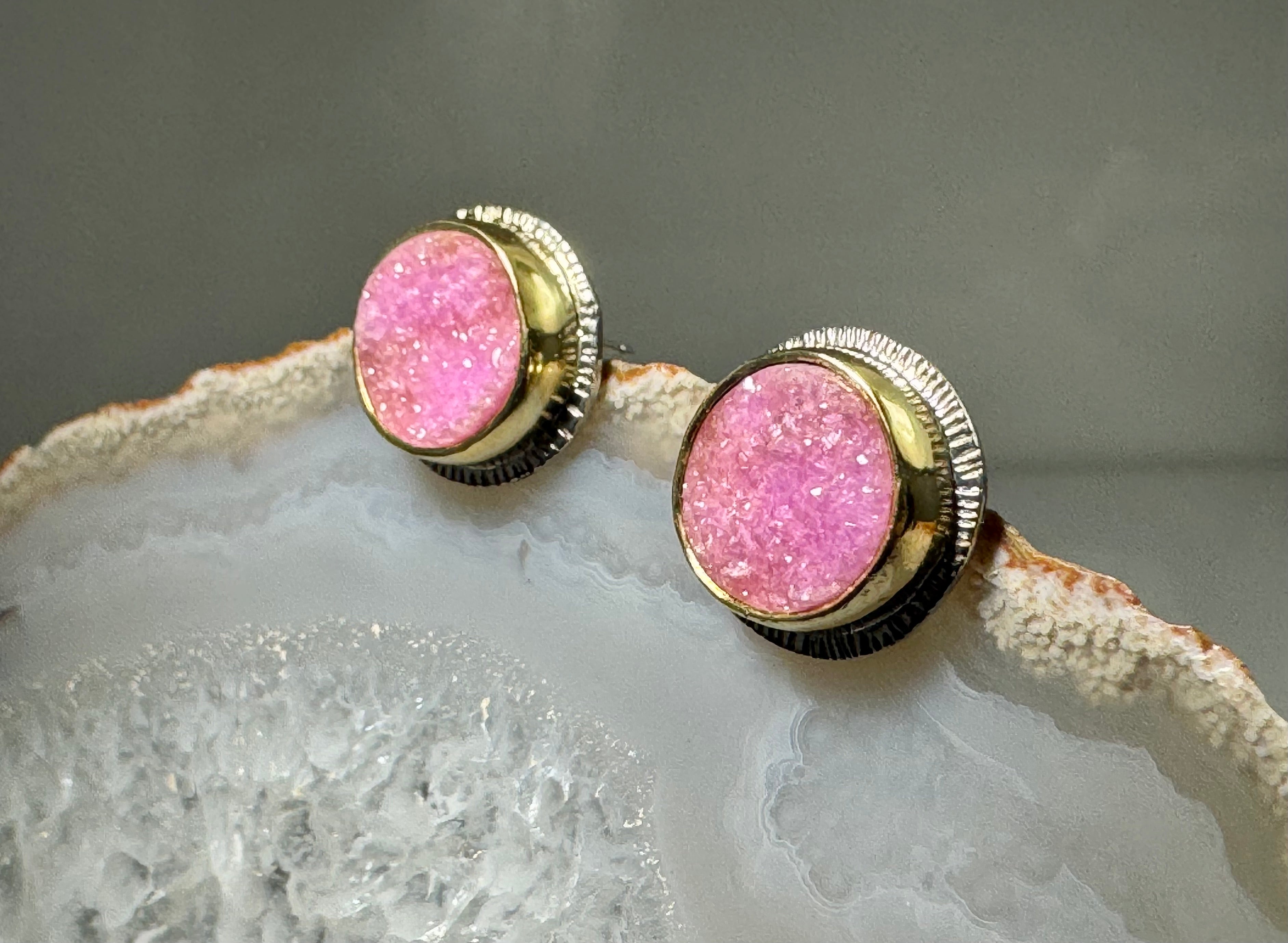 Colbalto Calcite Sterling and 22k Gold Studs STONE MM