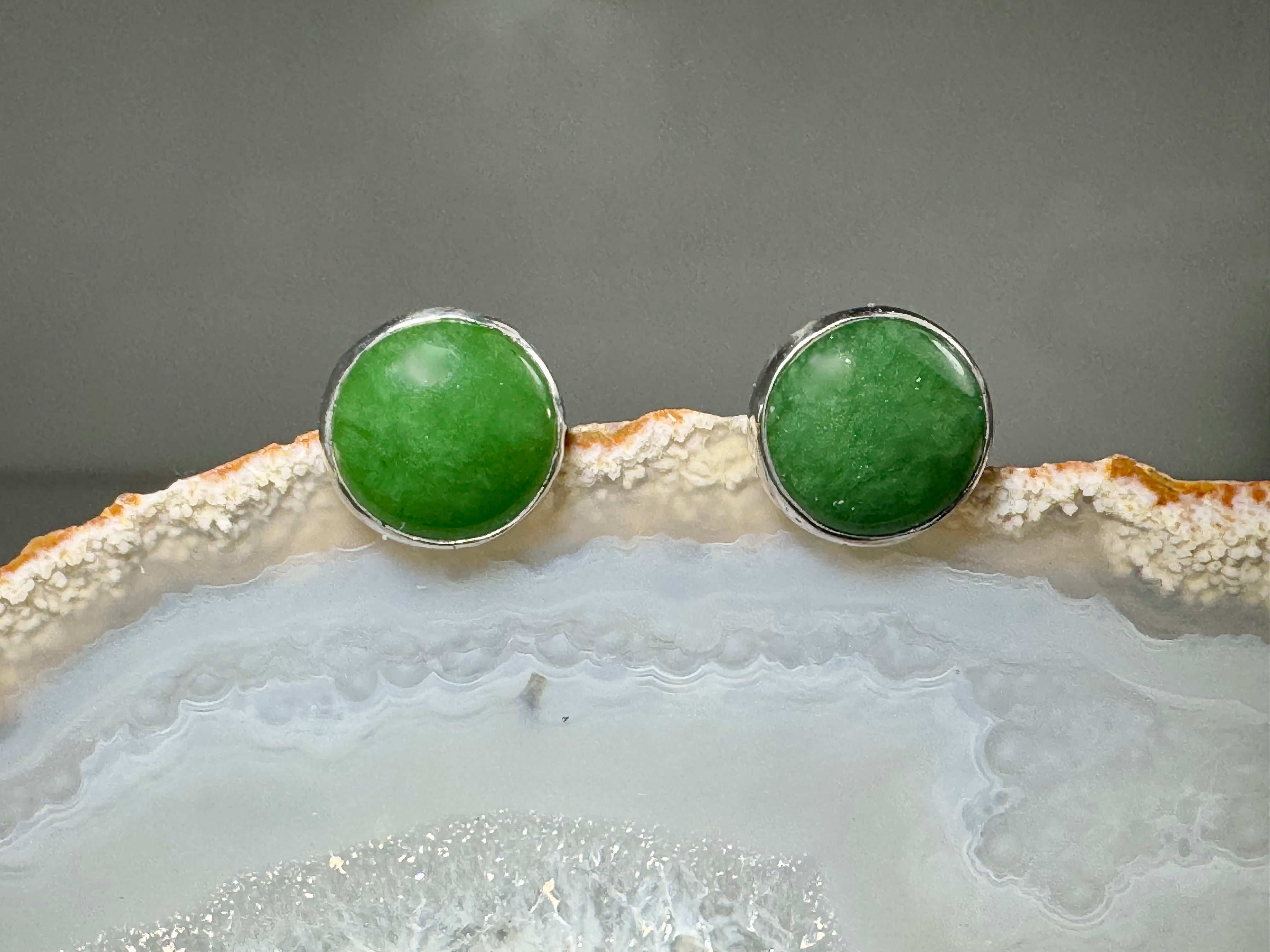 Jade (British Columbia Nephrite) Sterling Studs