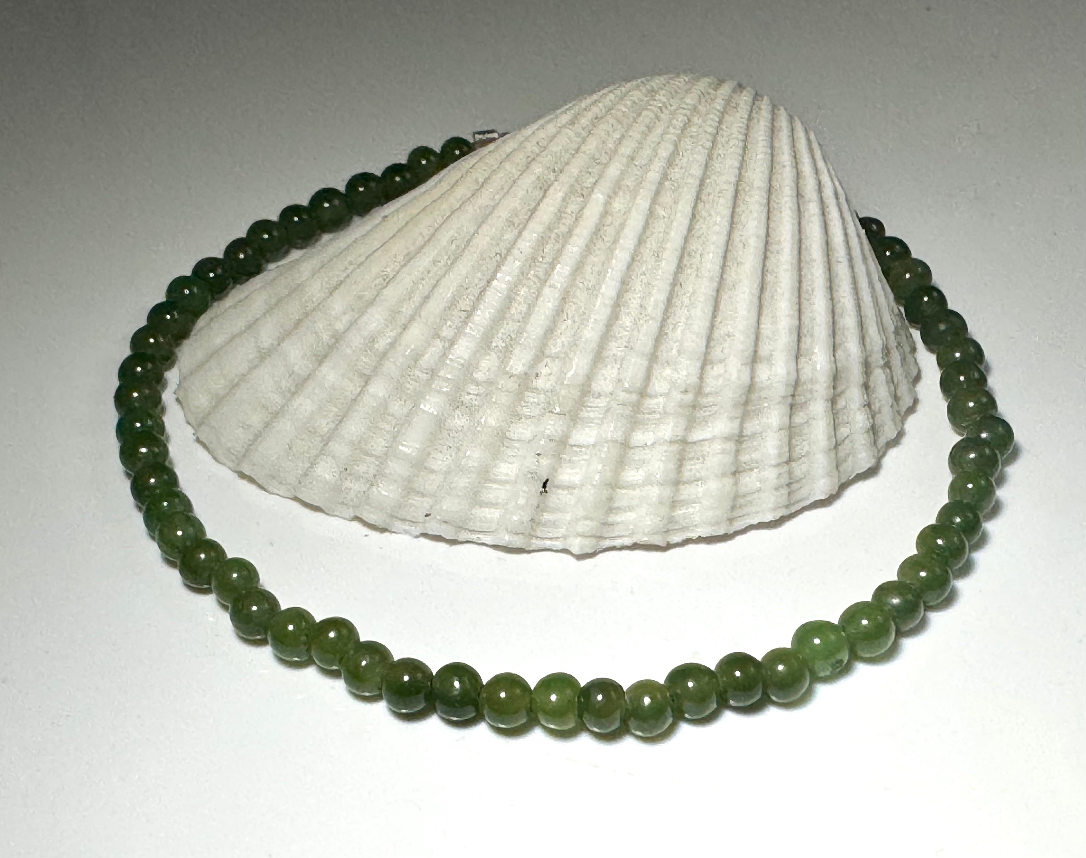 Jade Nephrite 4mm Sterling Bracelet