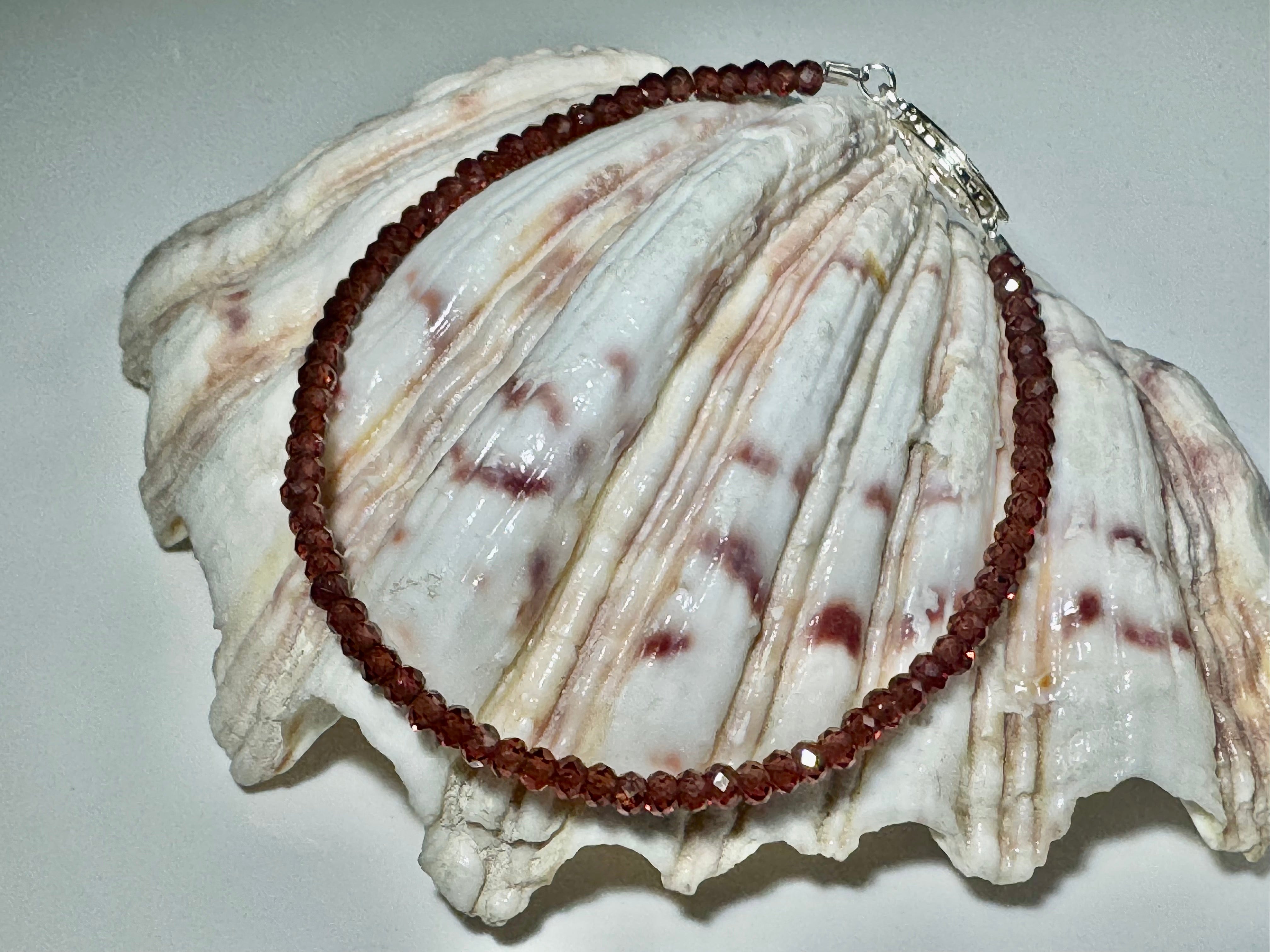 Garnet 3mm Bead Sterling Bracelet COST sku