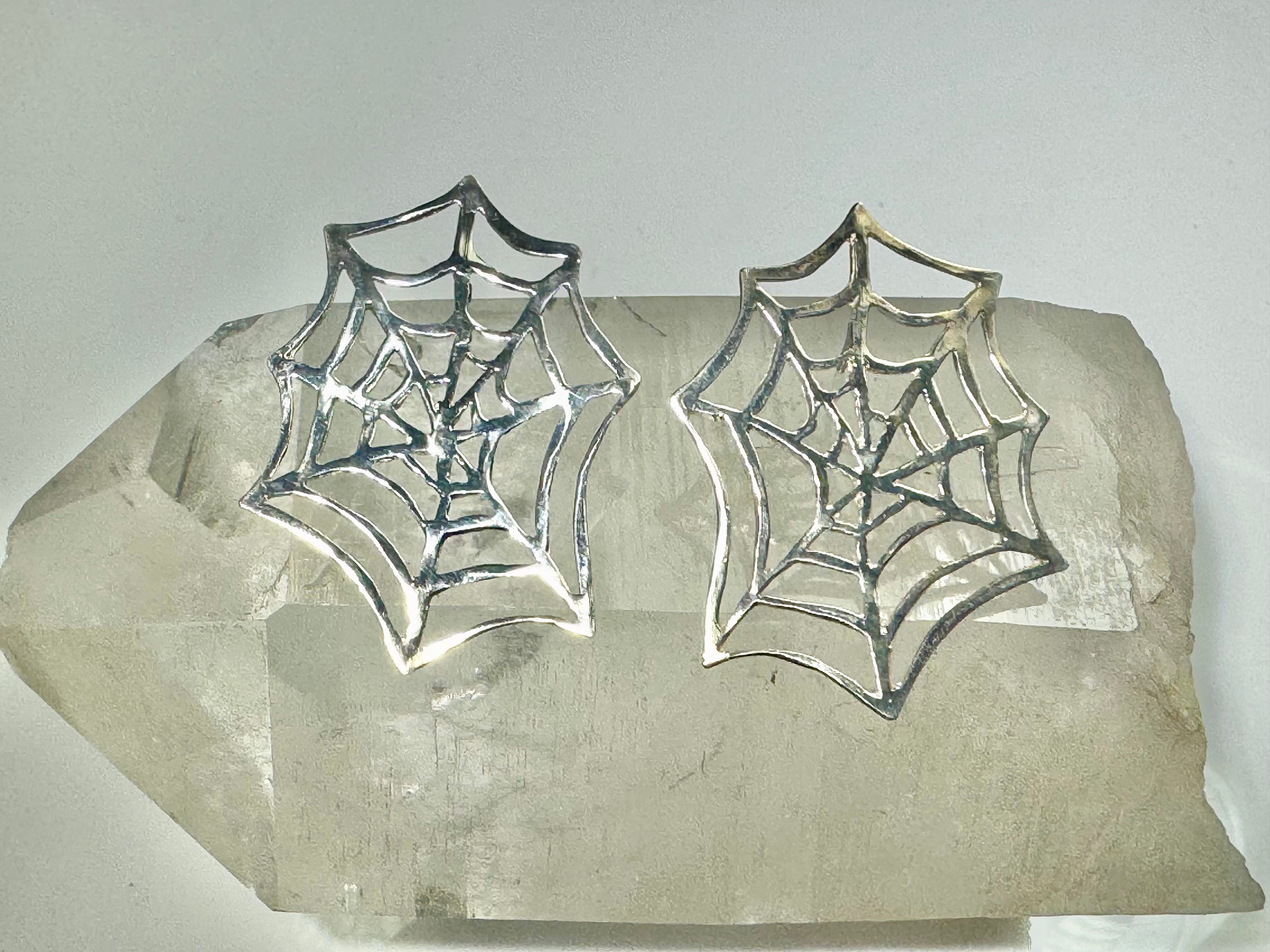 Spider Web Sterling Earrings With Post