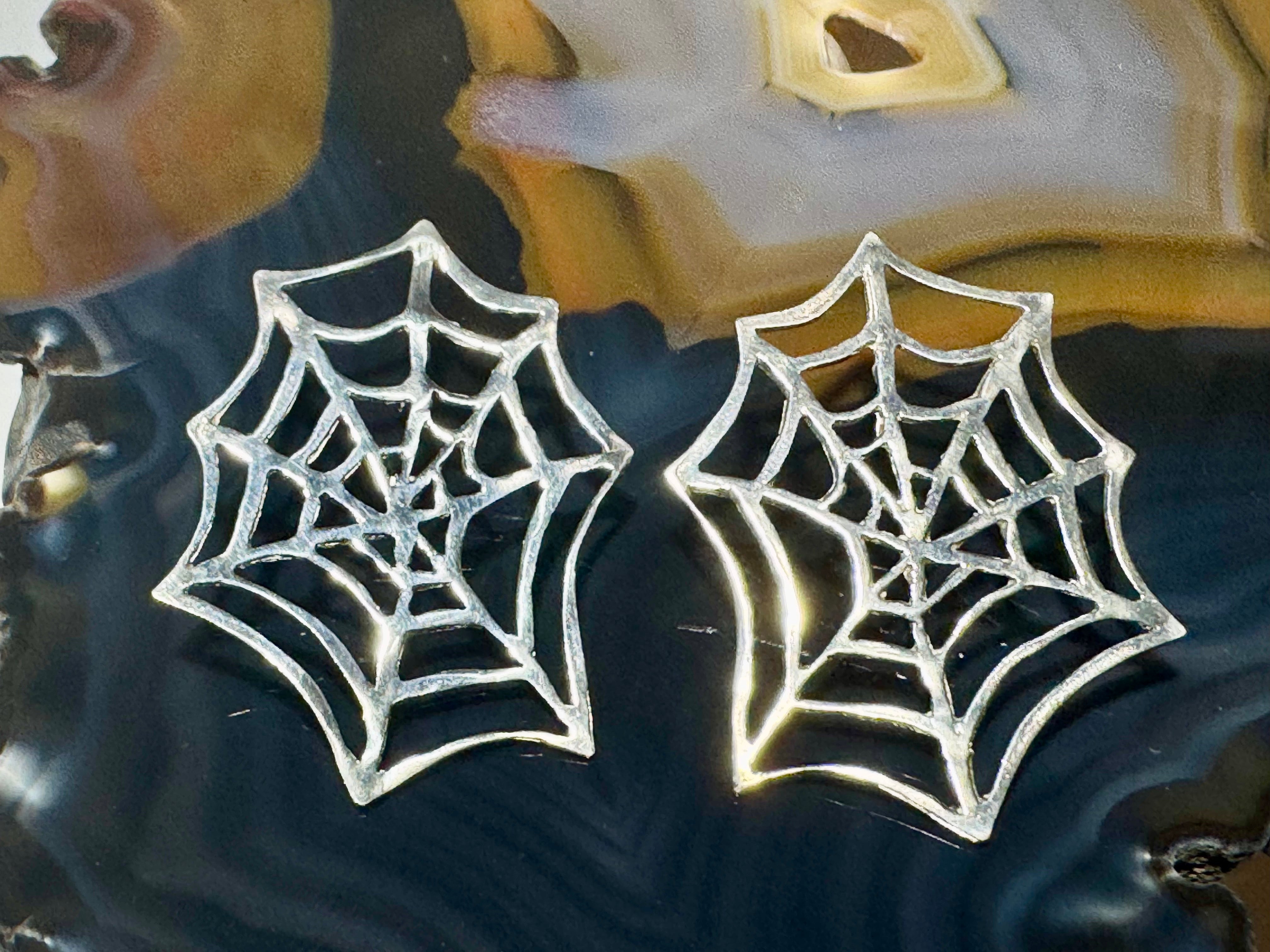 Spider Web Sterling Earrings With Post