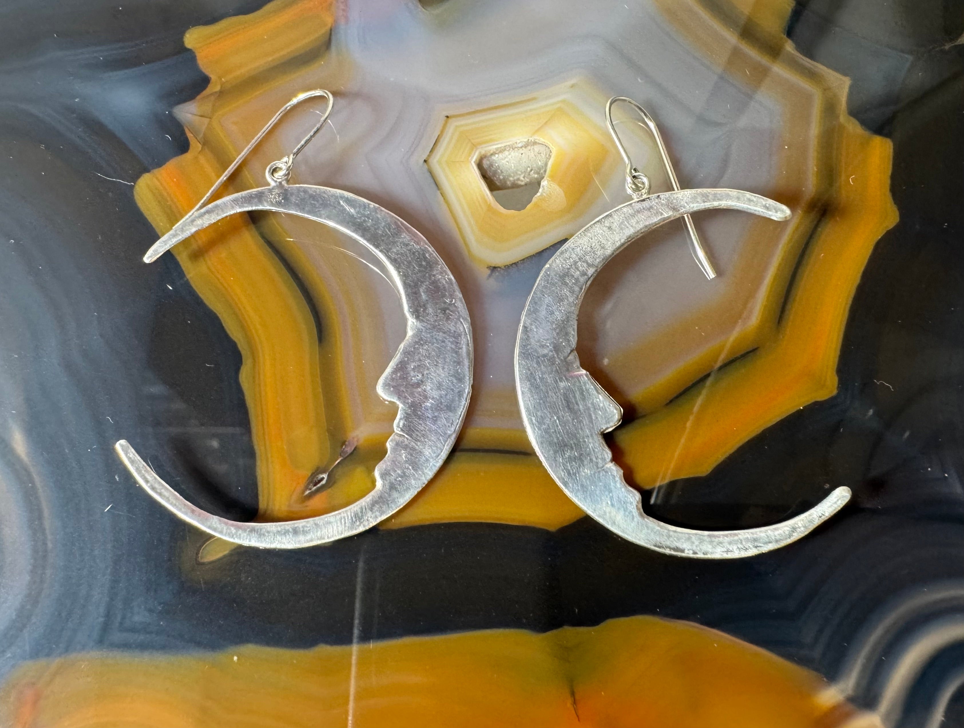 Crescent Man in the Moon Sterling Dangles