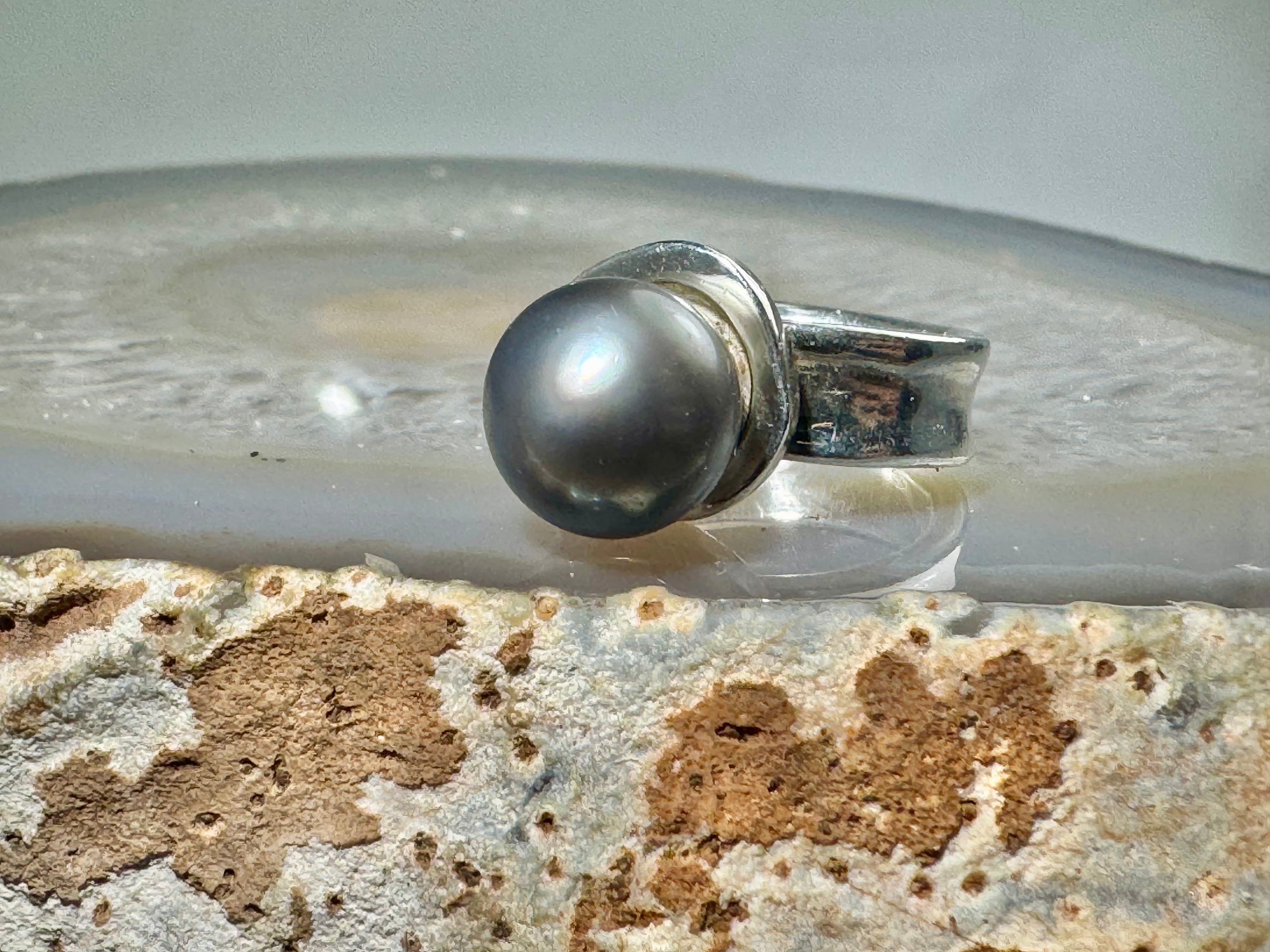 Pearl Tahitian Concave Sterling Band