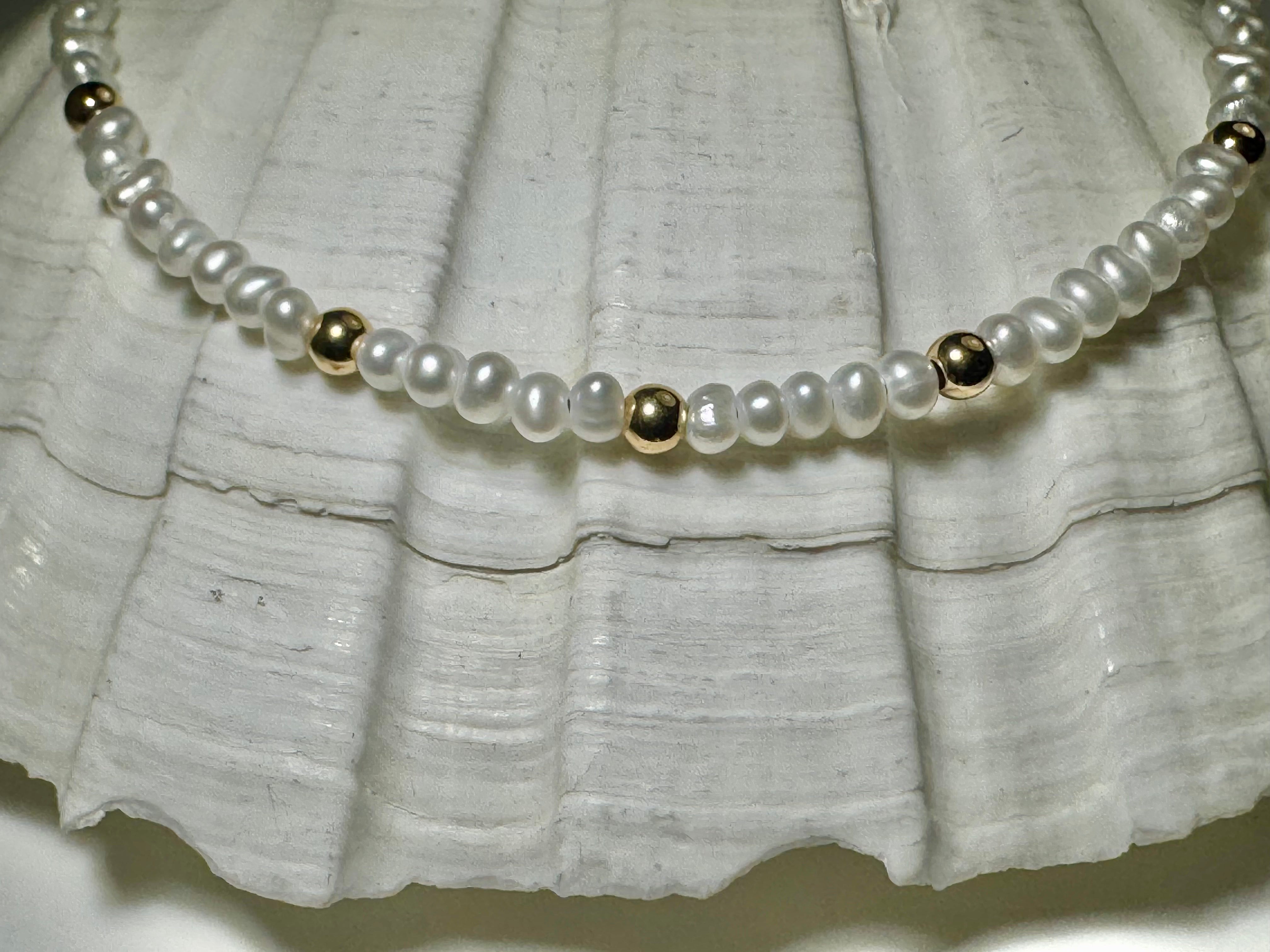 Pearl 2mm With 14k Beads Bracelet