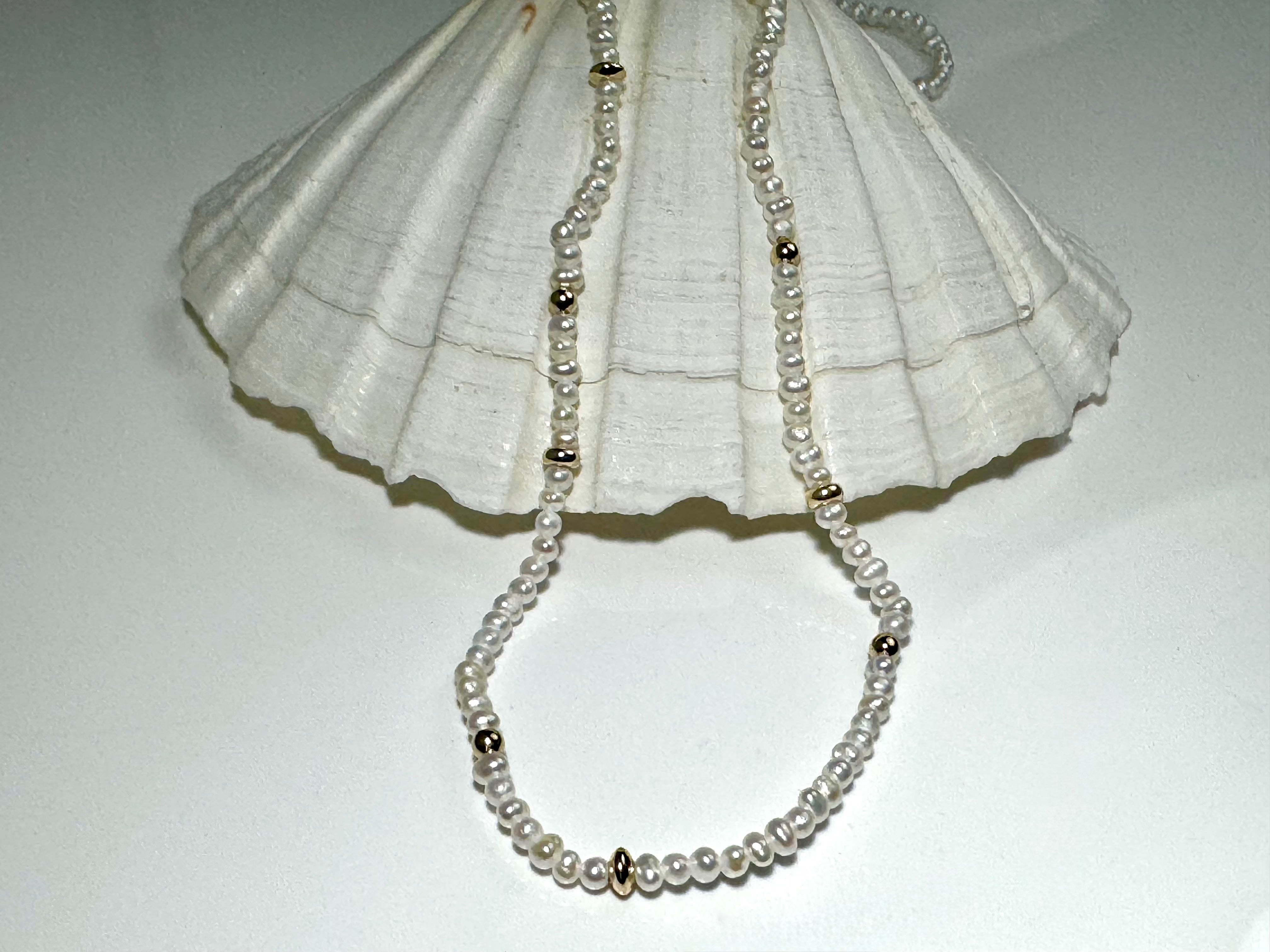 Pearl 2mm With 14k Beads Necklace