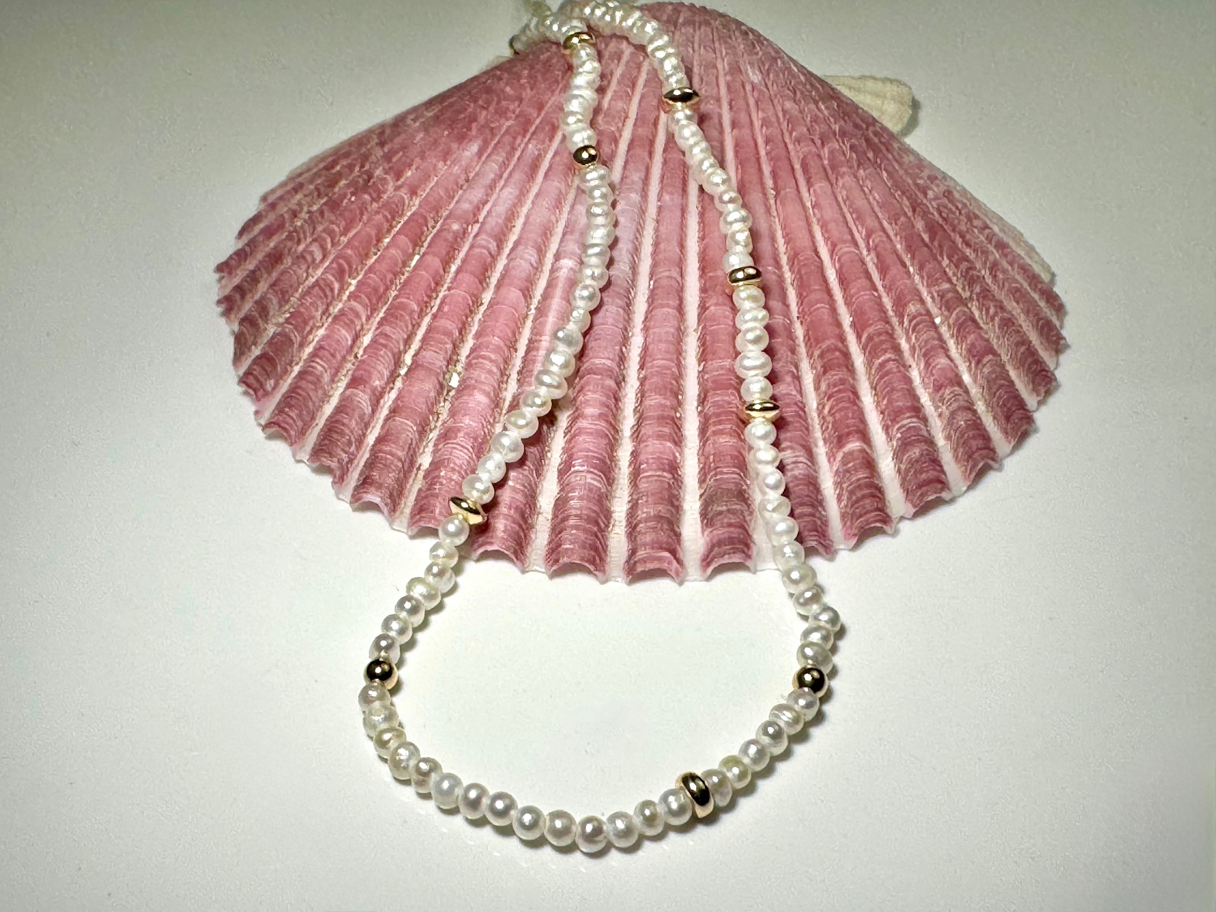 Pearl 2mm With 14k Beads Necklace