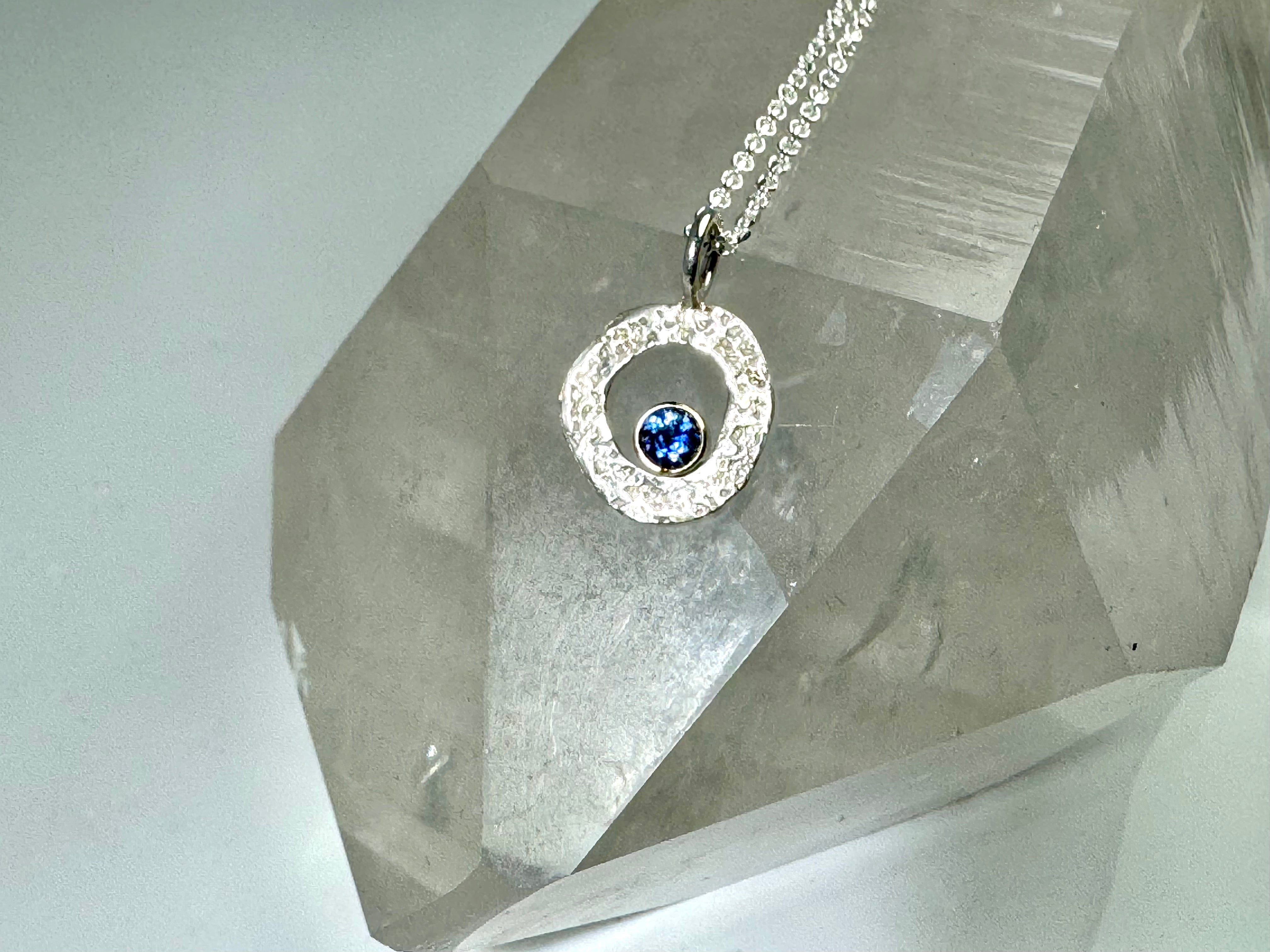 Sapphire Open Textured 18k & Sterling Pendant