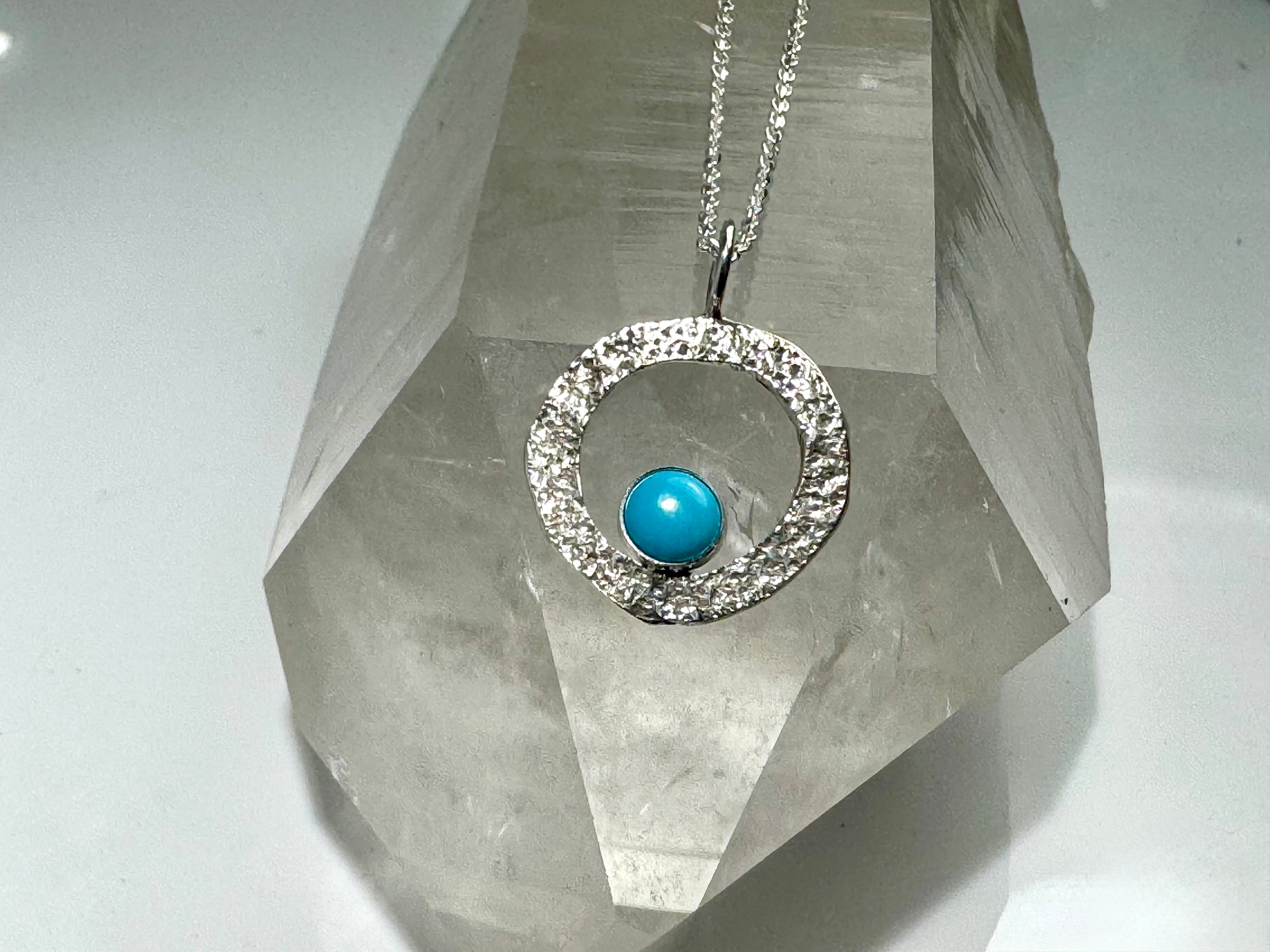 Turquoise (American) Textured Open Disc Sterling Pendant