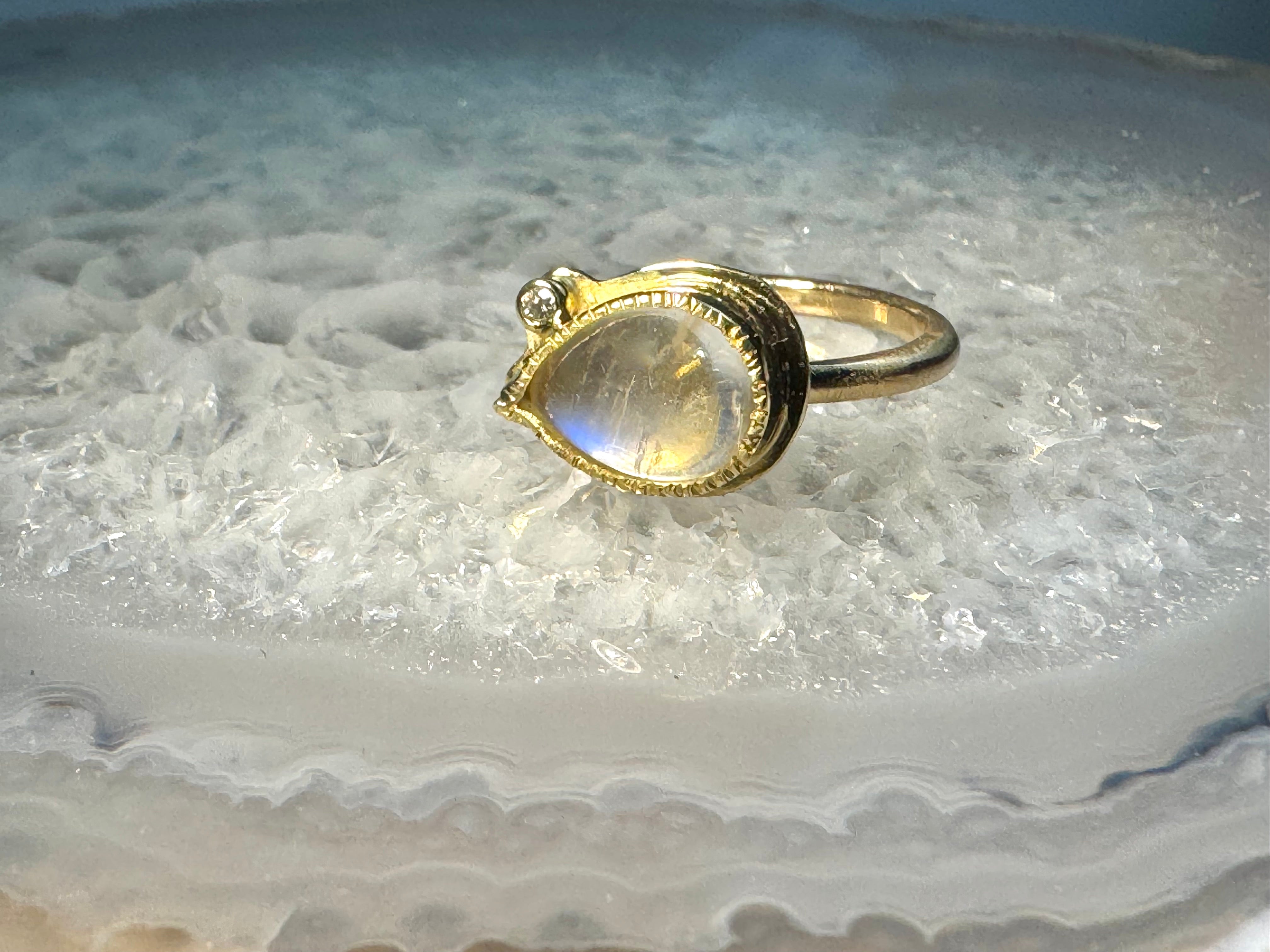 Moonstone & Diamond 18k and 14k Ring