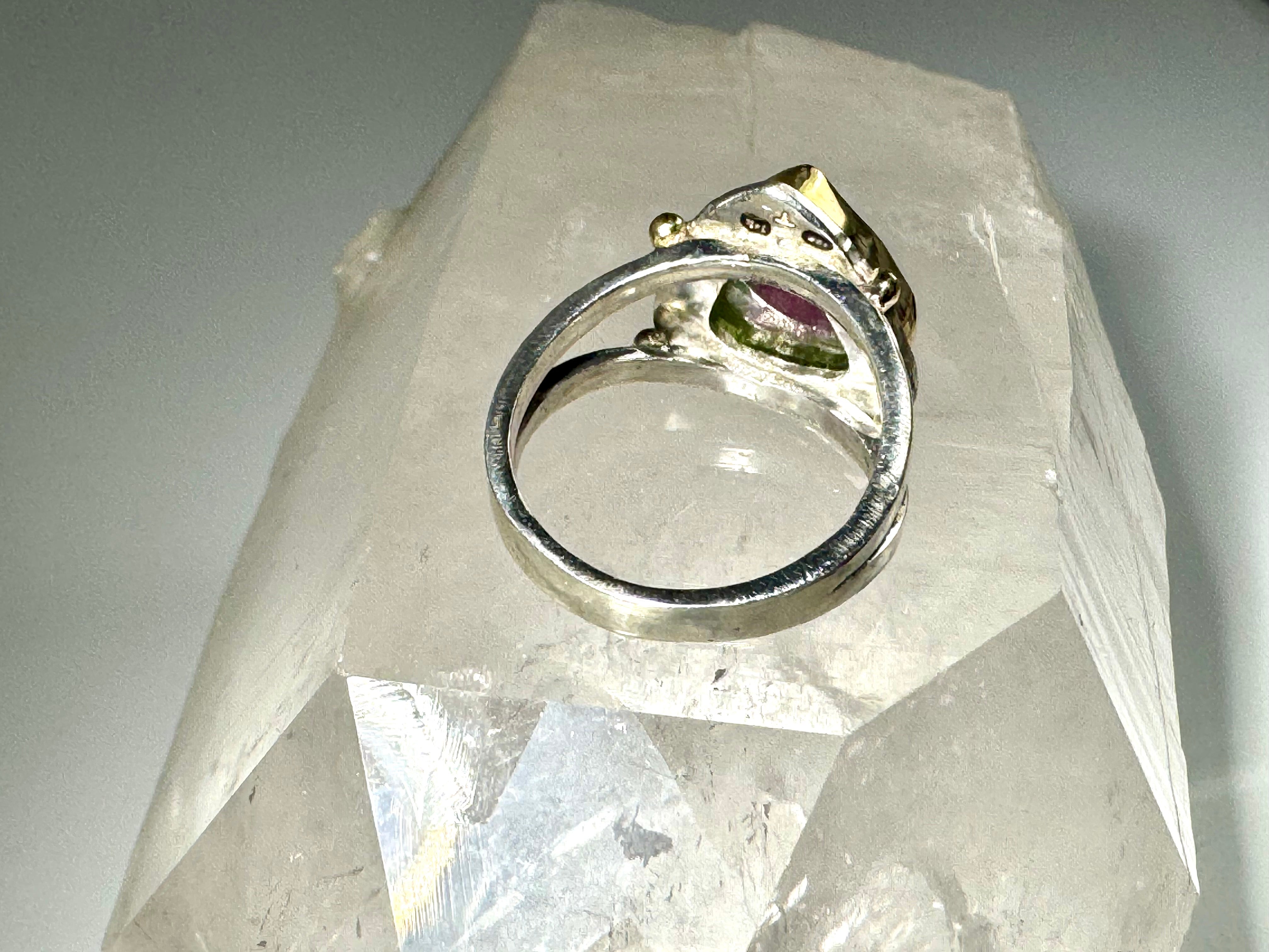 Watermelon Tourmaline 18k & Sterling Ring