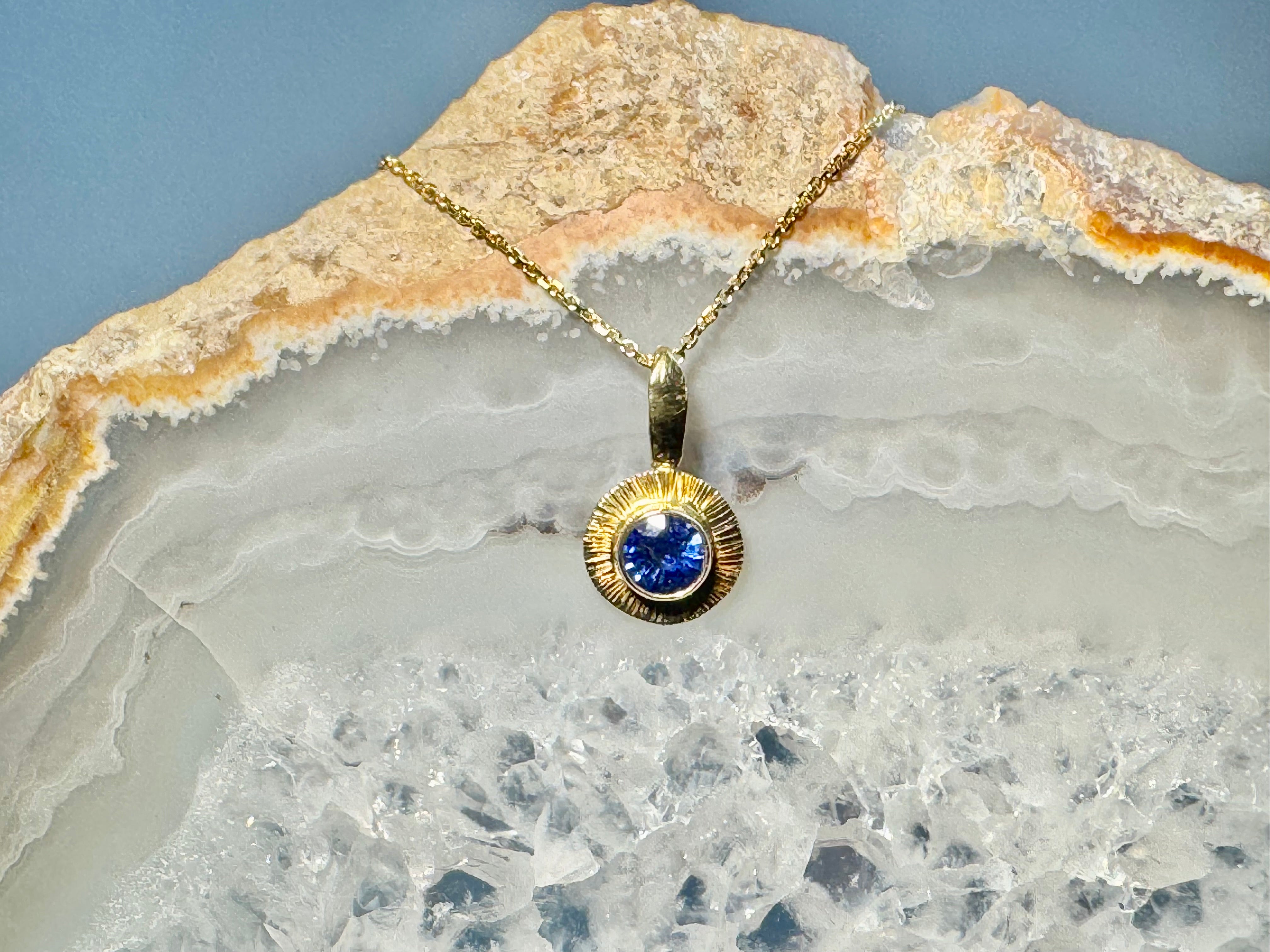 Blue Sapphire Slash 18k Pendant