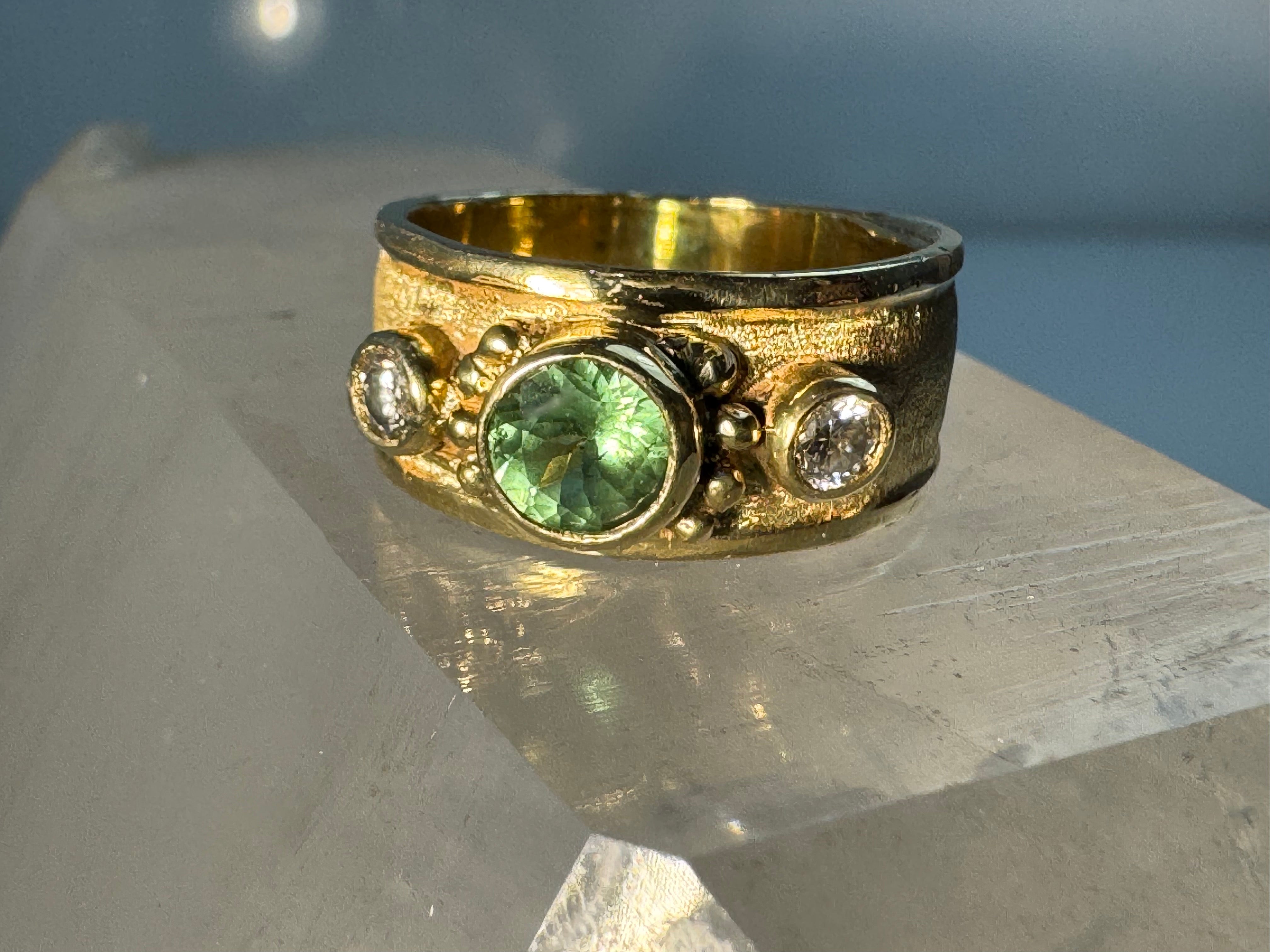 Tsavorite & Diamond 14k Gold Ring