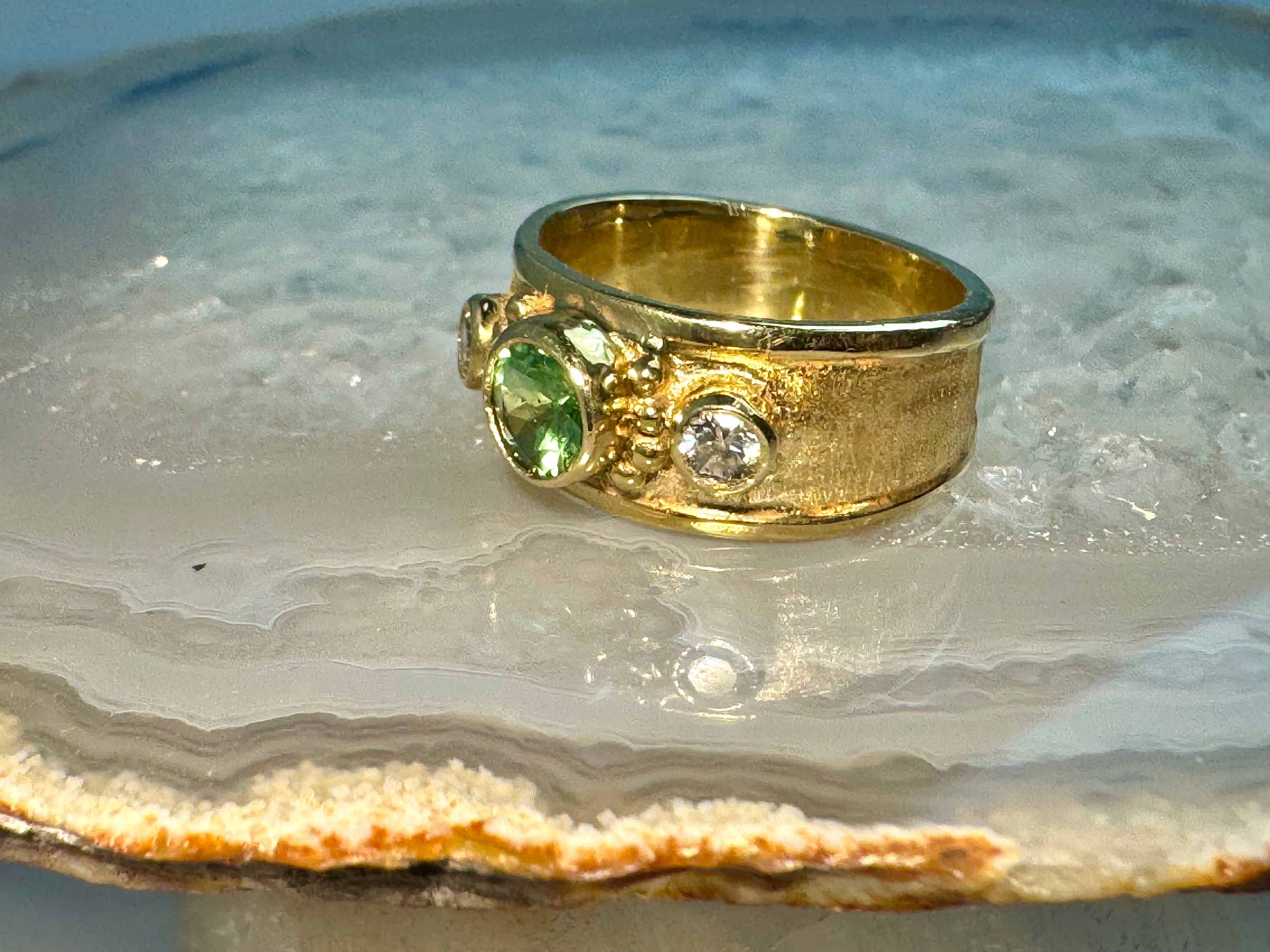 Tsavorite & Diamond 14k Gold Ring