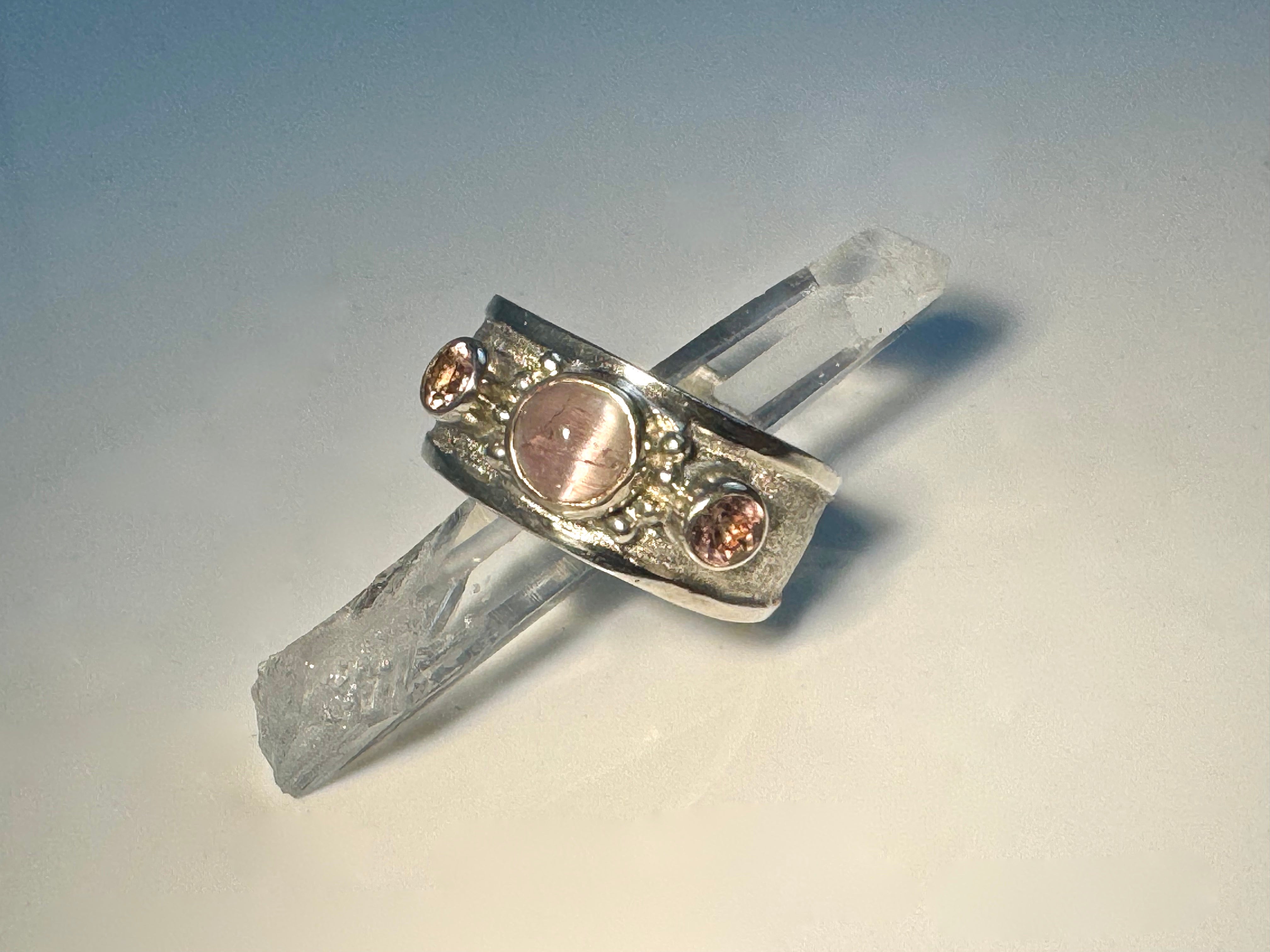Pink Tourmaline (Maine) Cat's Eye Sterling Ring