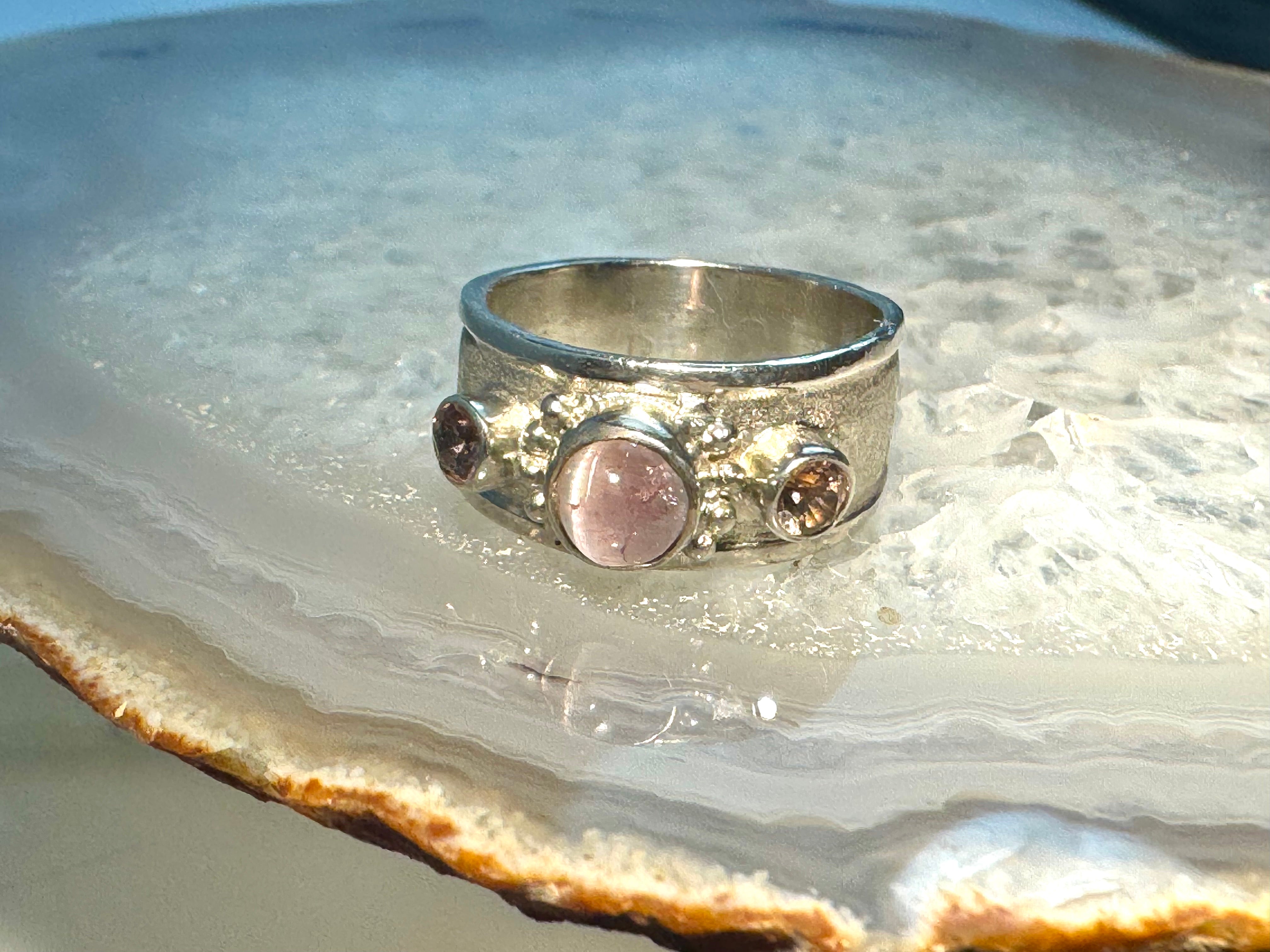 Pink Tourmaline (Maine) Cat's Eye Sterling Ring