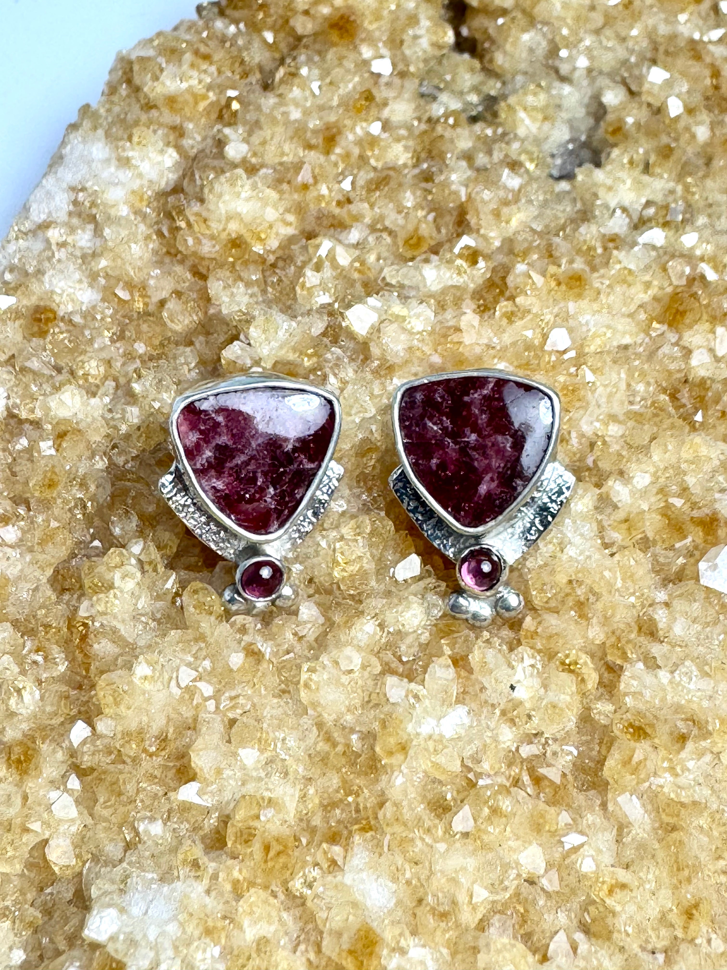 Eudialyte & Garnet Sterling Earrings