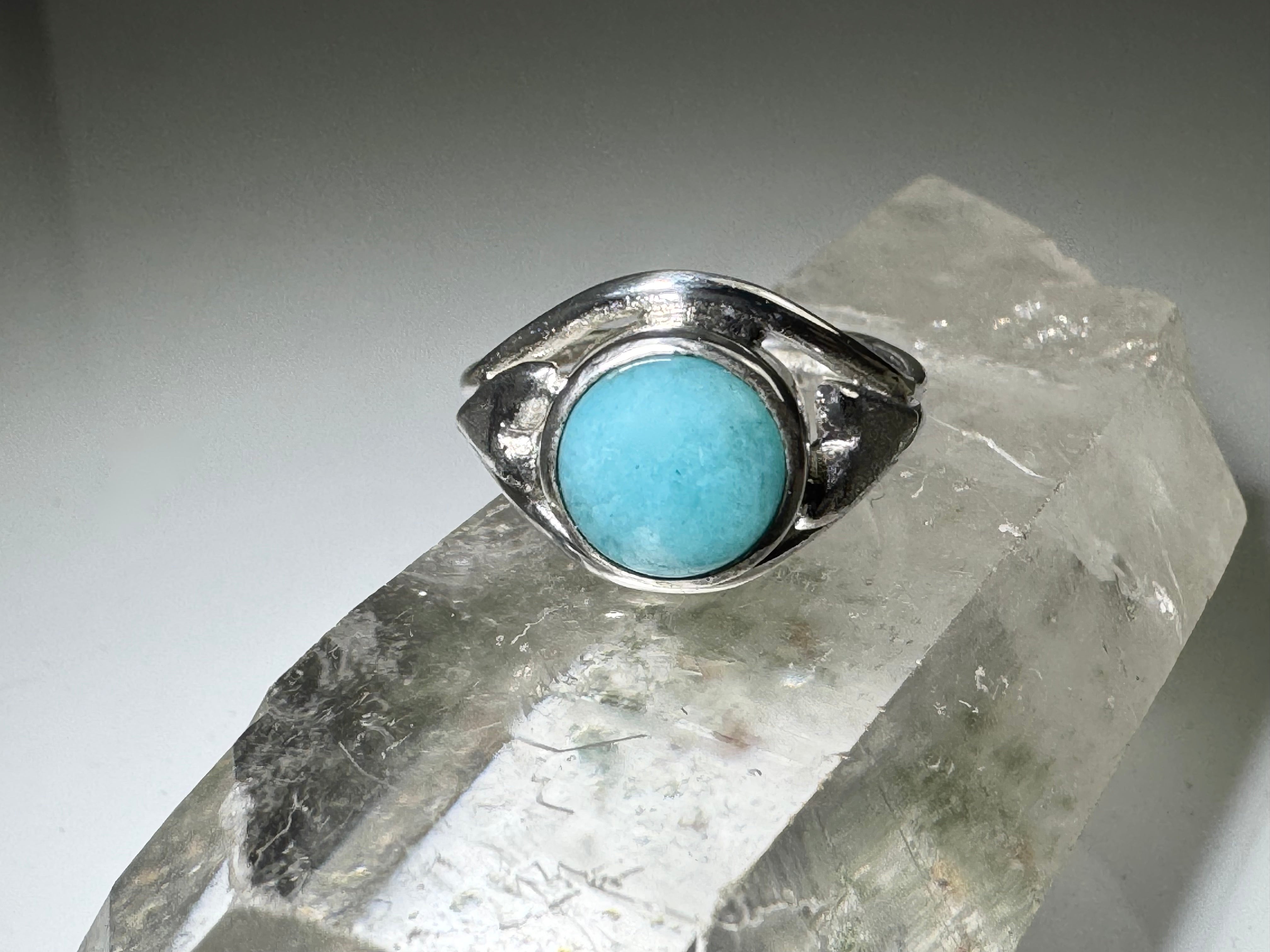 Amazonite Heart Sterling Ring