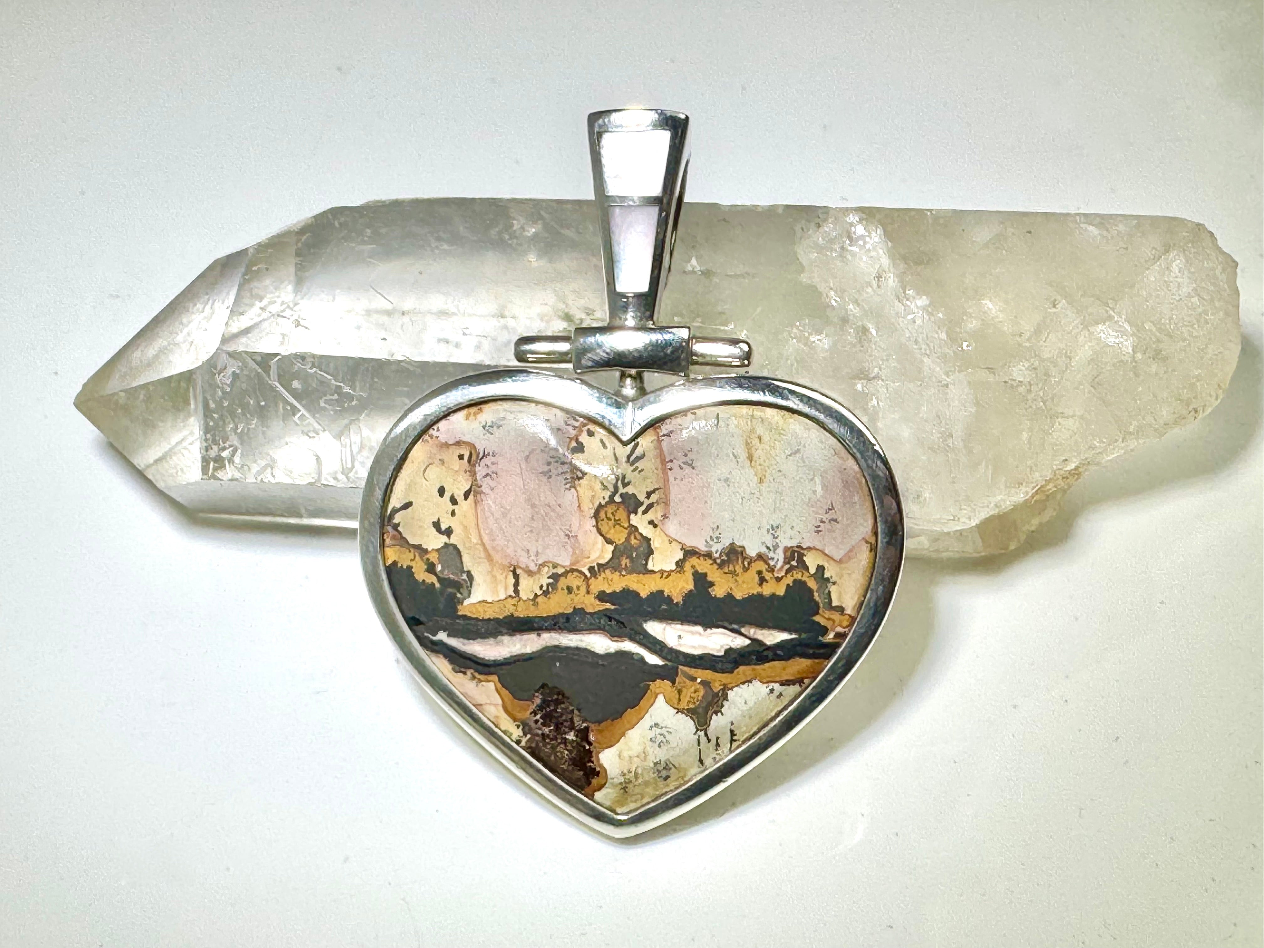 Jasper & Mother of Pearl Heart Pendant