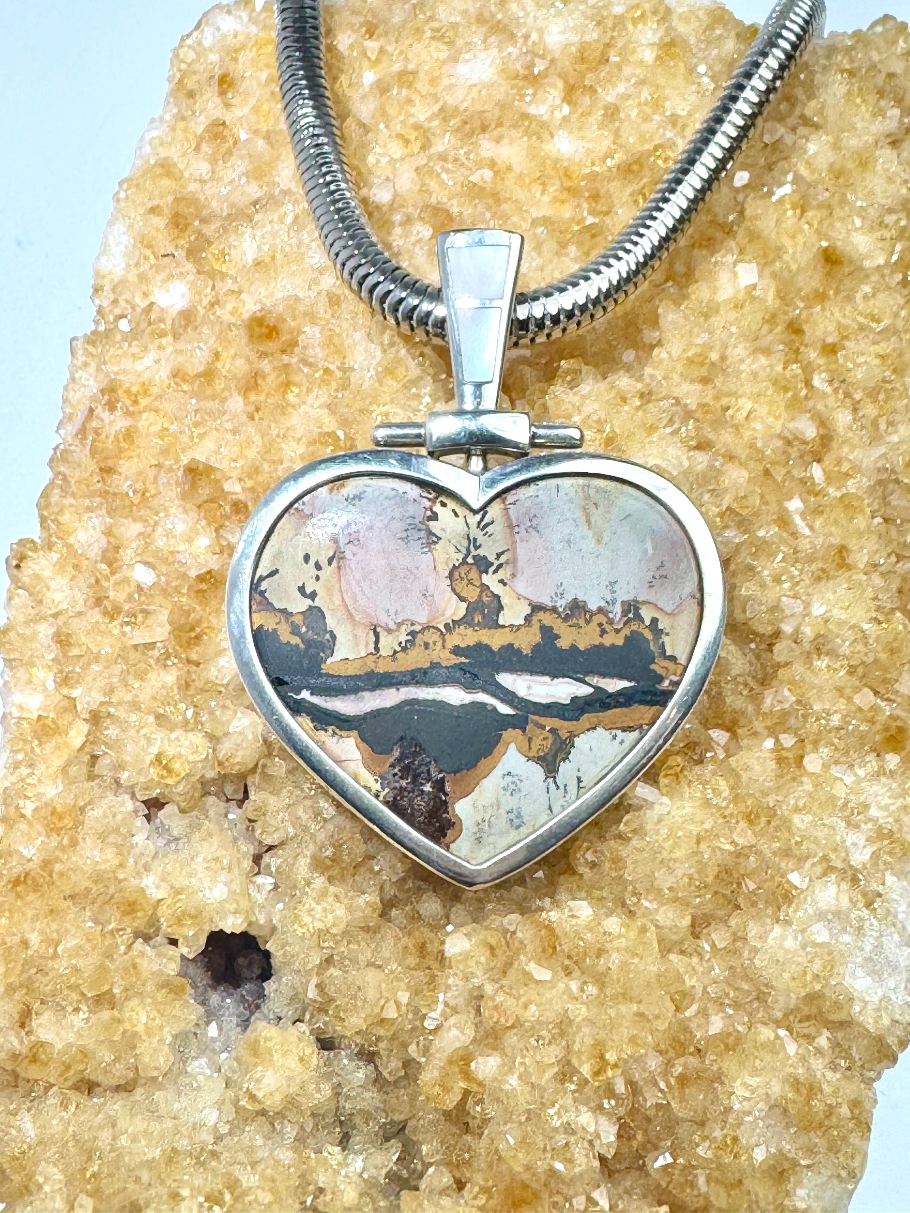 Jasper & Mother of Pearl Heart Pendant