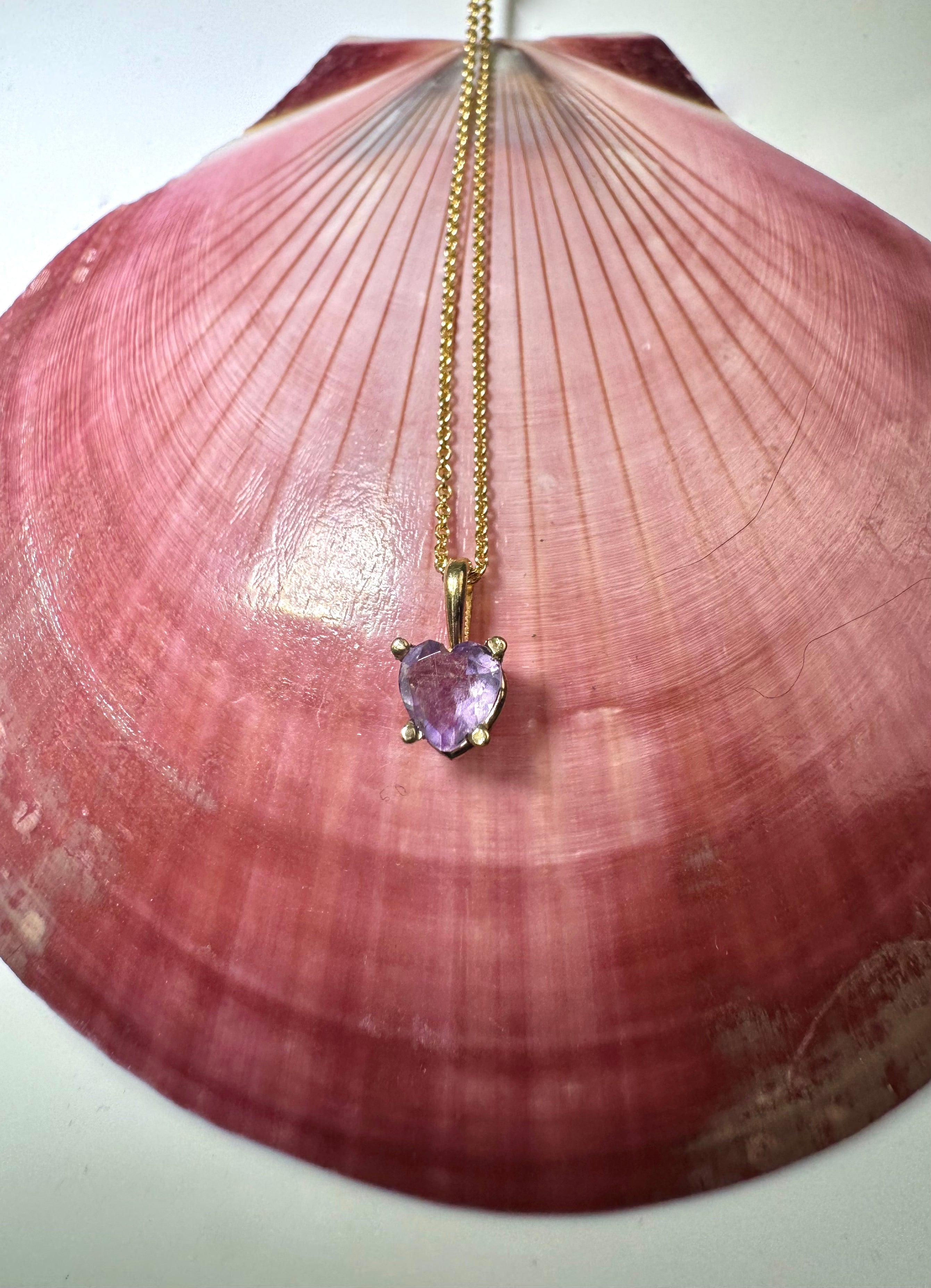 Amethyst Heart 14k Pendant