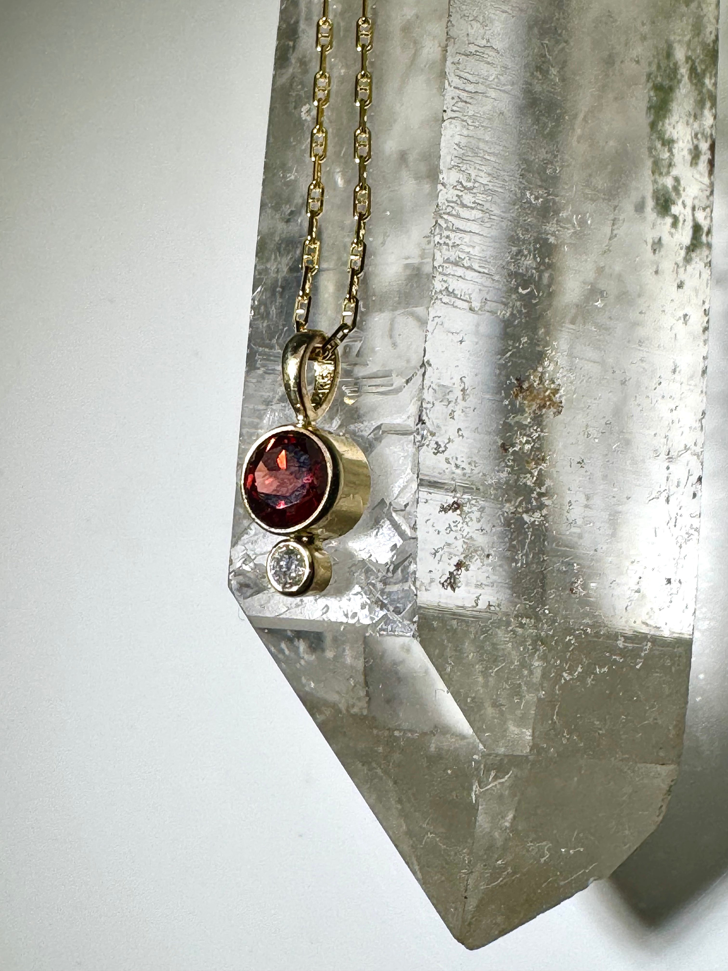 Garnet & Diamond 14k Gold Pendant