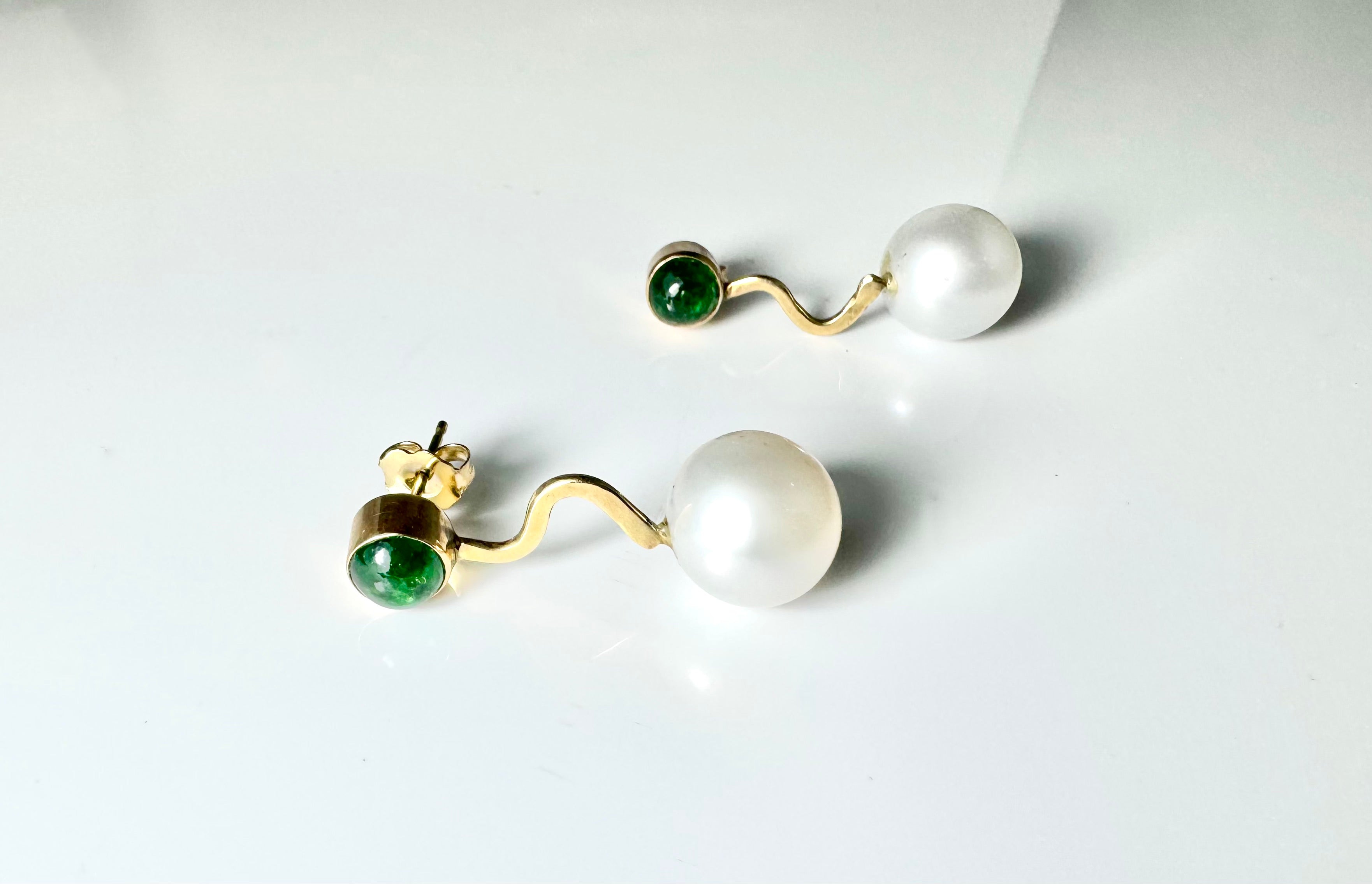 Tsavorite South Sea Pearl Earrings