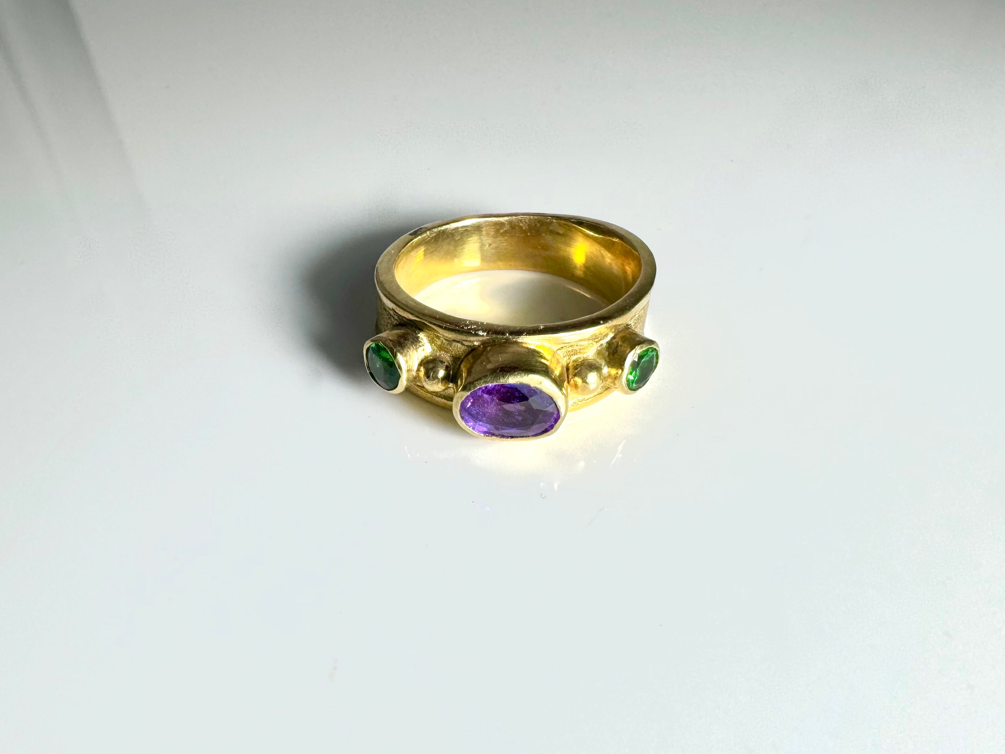 Purple Sapphire Tsavorite Garnet 18k Ring