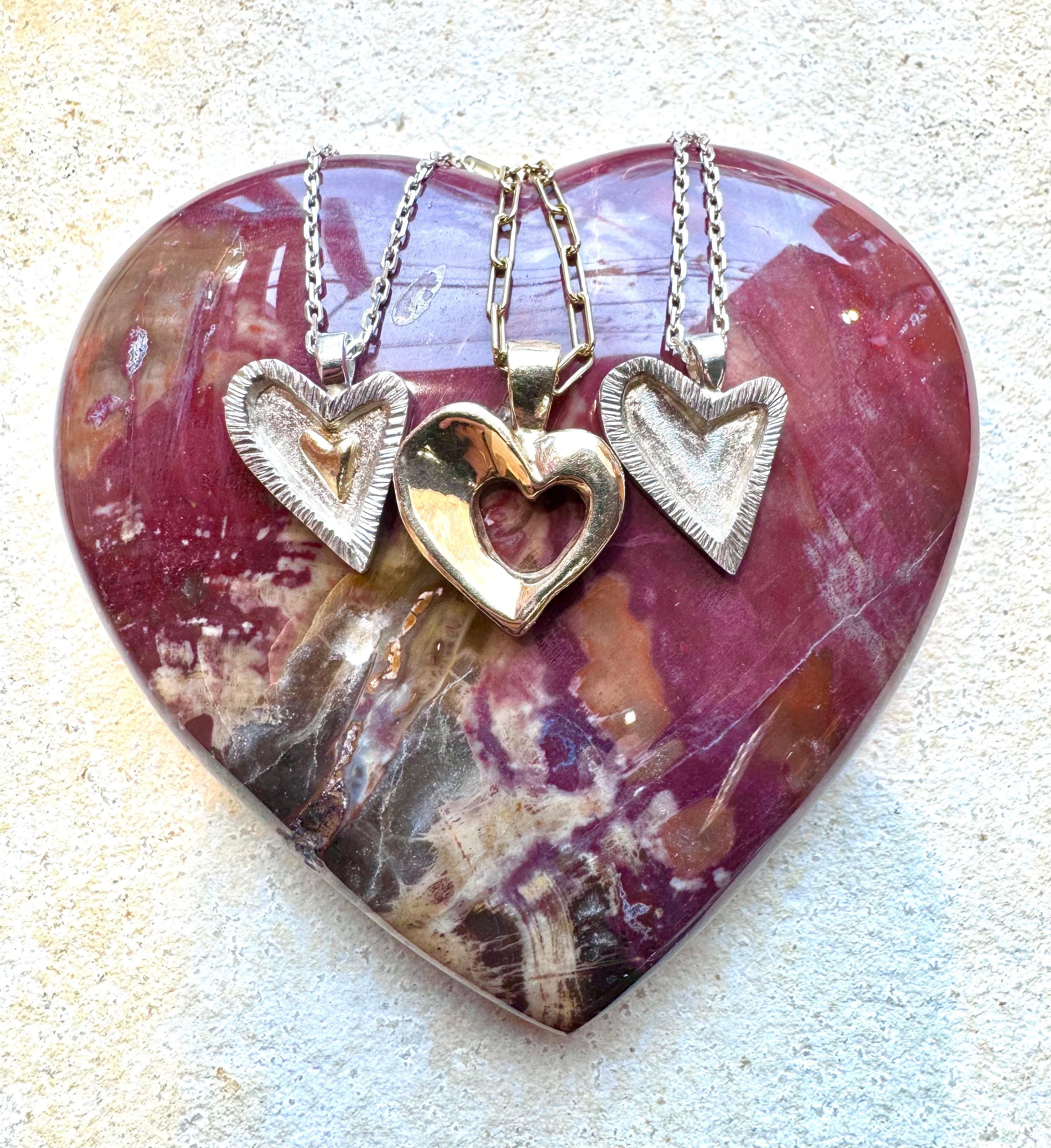 Heart Off Set Sterling and 18k Pendant